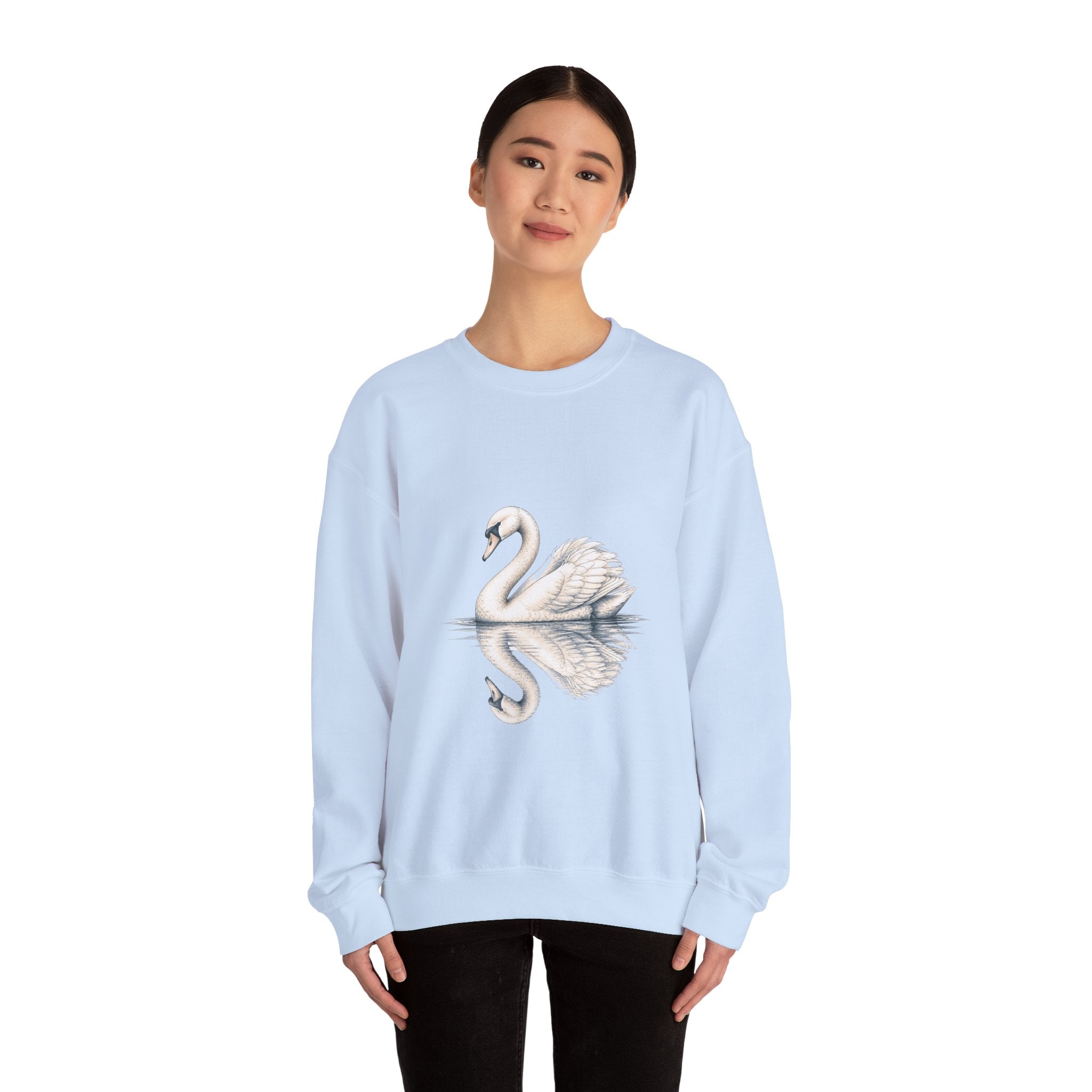 Matching Couple Sweatshirt - Raven & Swan Matching Couple Premium Fleece Sweatshirt Hand-Drawn Art His Hers Anniversary Gift - Design B