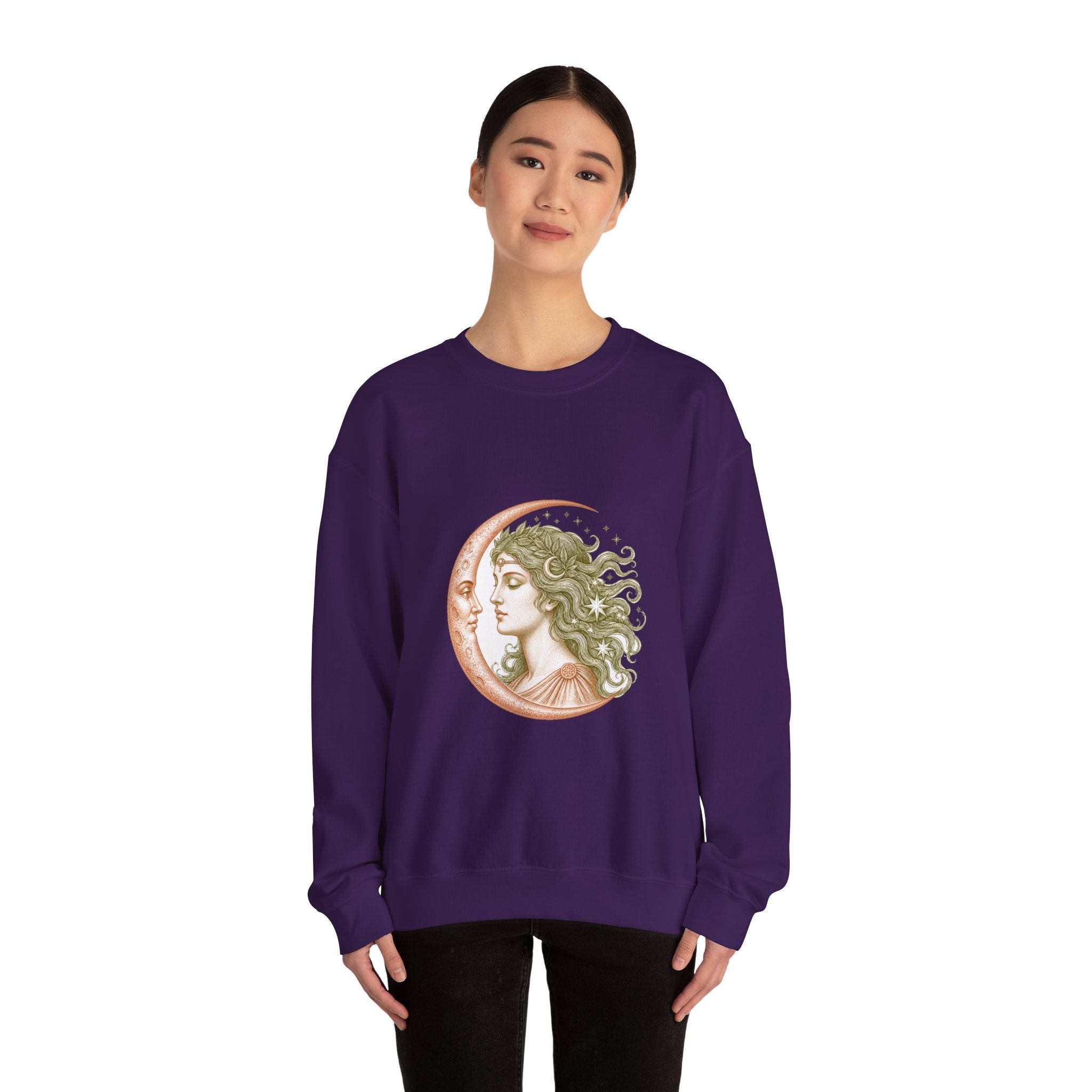 Matching Couple Sweatshirt - Helios & Selene Matching Couple Crewneck Sweatshirt Vintage Art His Hers Wedding Gift - Design B