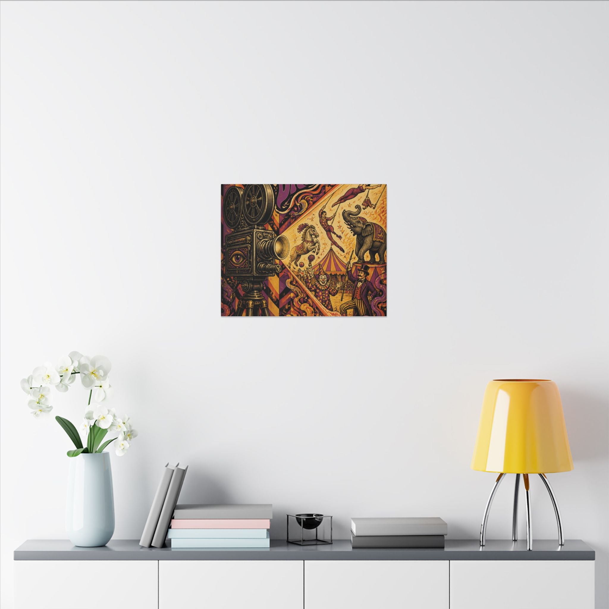 Film Camera Projector Show Wall Art Canvas 24×36 Psychedelic Dining Room Decor Maximalist Print