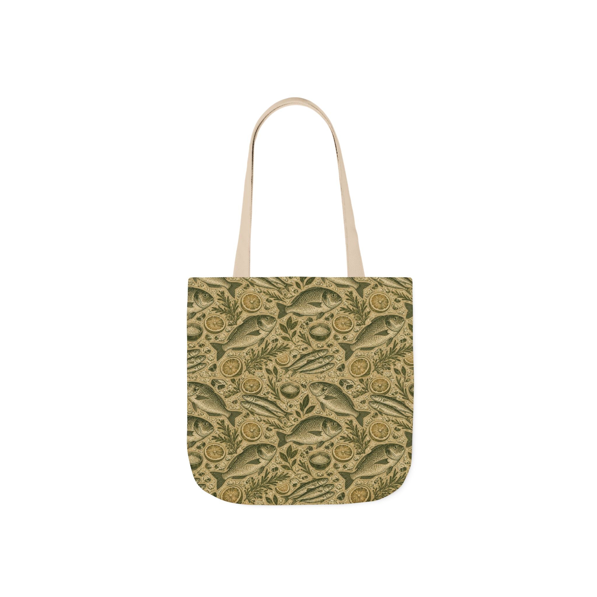 Mediterranean Fish Canvas Tote Bag Mediterranean Kitchen Linocut Design Italian Cottagecore Gift
