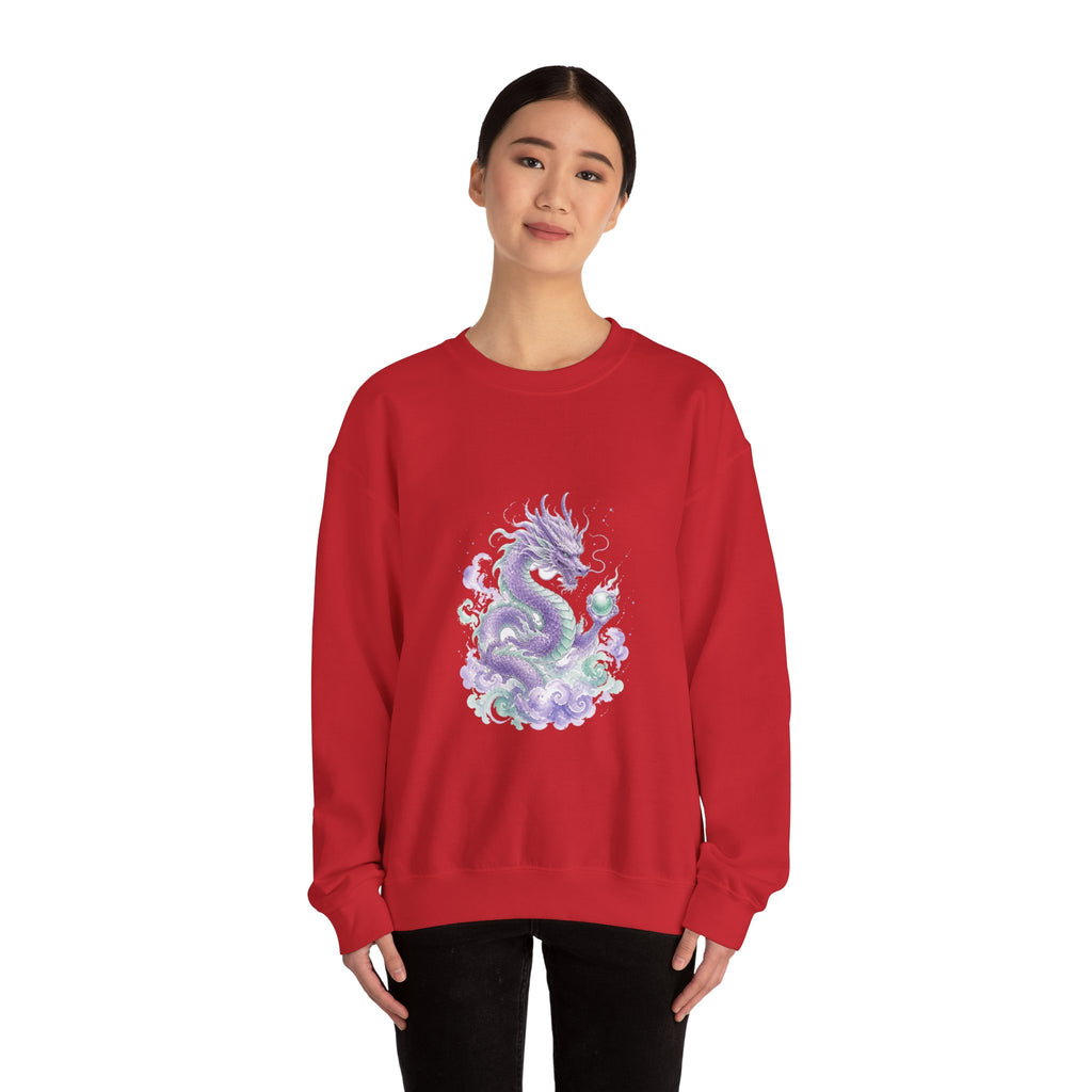 Matching Couple Sweatshirt - Dragon & Phoenix Matching Couple Crewneck Sweatshirt Watercolor Art His Hers Engagement Gift - Design A