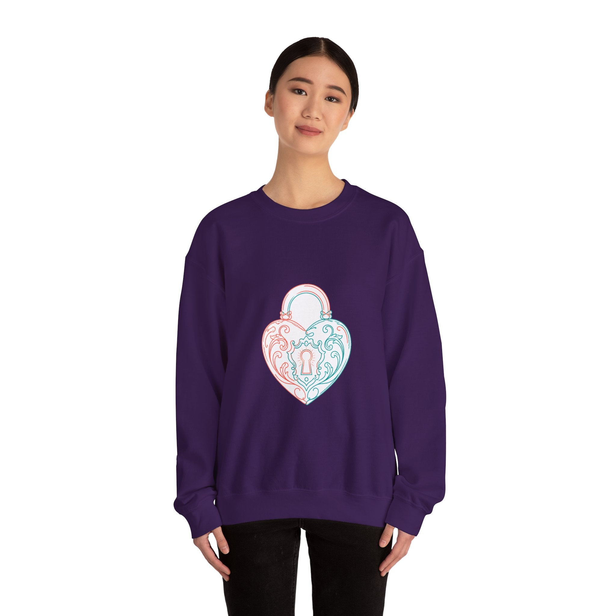 Matching Couple Sweatshirt - Key & Lock Matching Couple Crewneck Sweatshirt Minimalist Art His Hers Valentine Gift - Design B