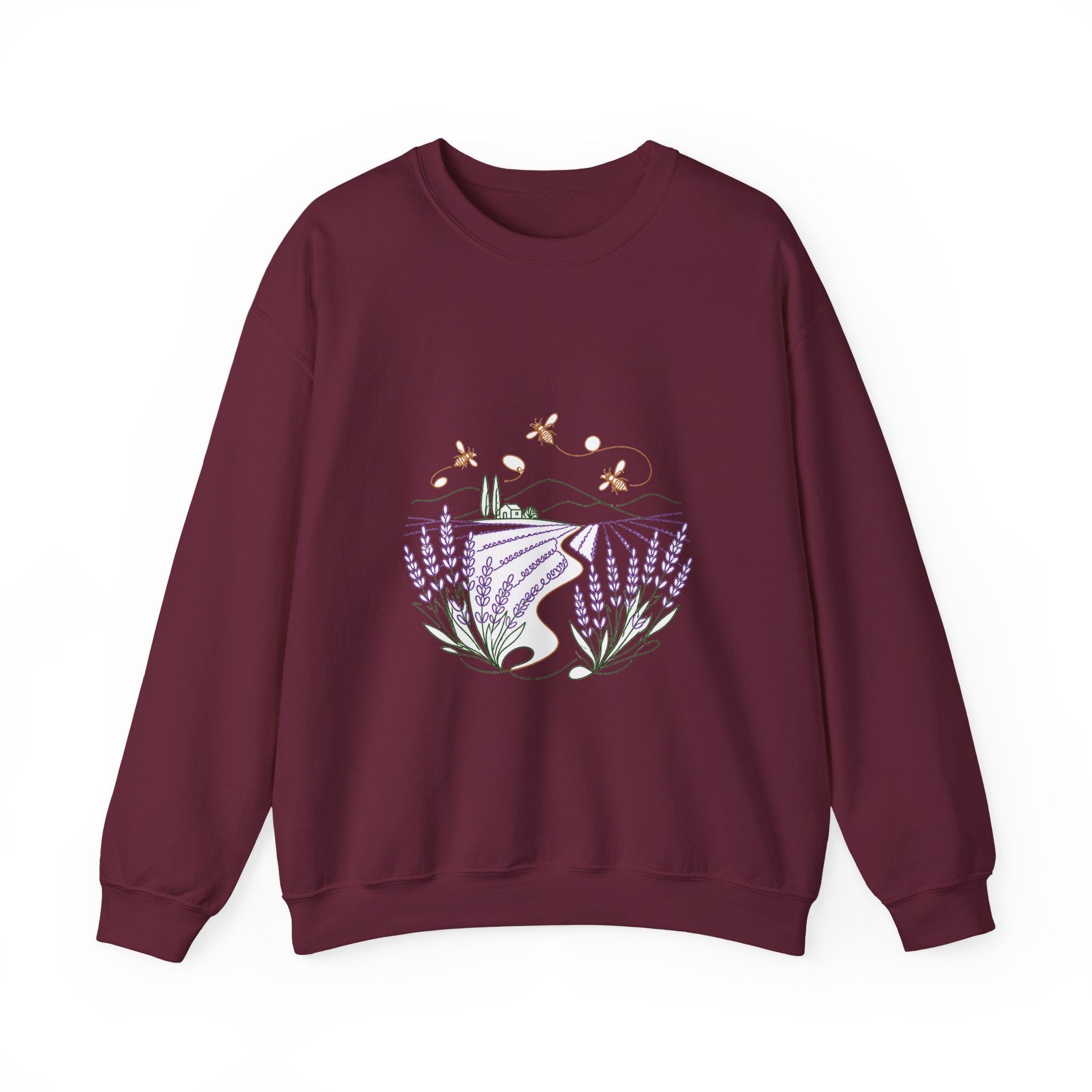 Matching Couple Sweatshirt - Lavender Fields & Canyon Matching Couple Premium Fleece Sweatshirt Minimalist Art His Hers Christmas Gift - Design A