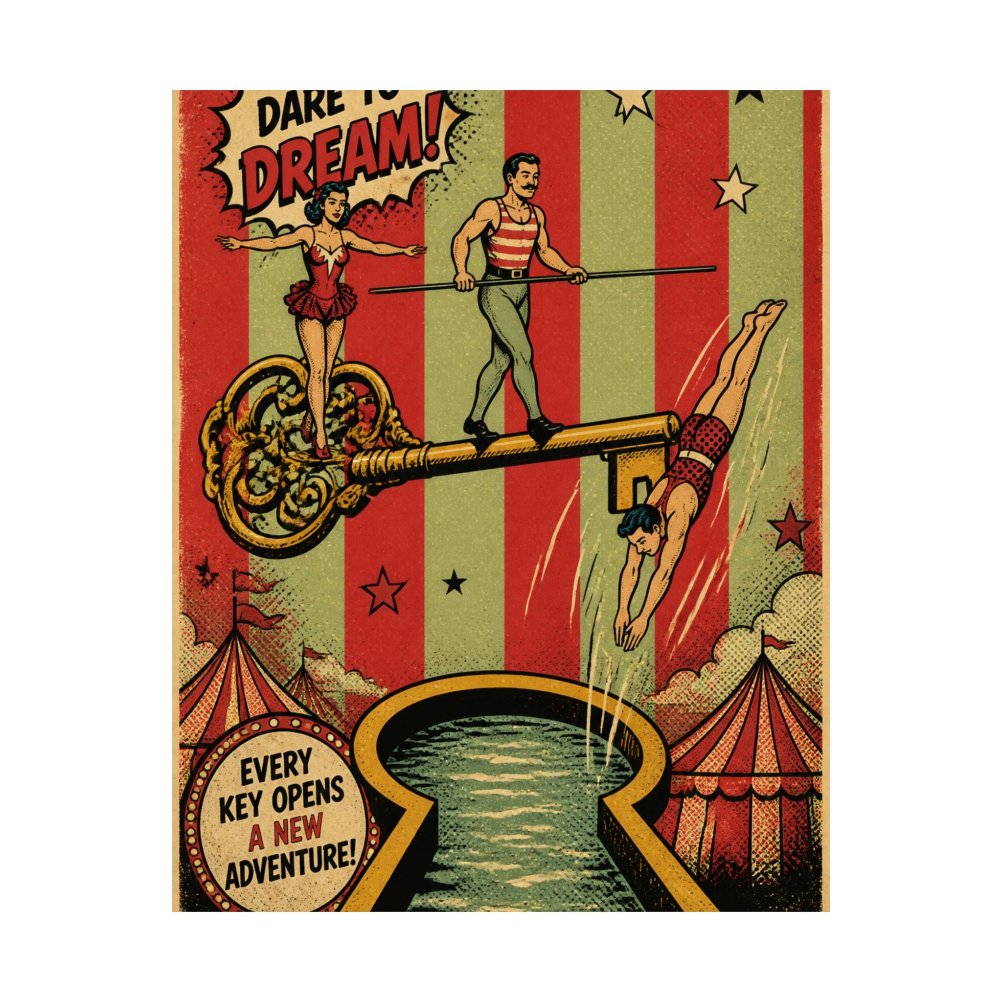 Giant Key Performance Wall Art Poster 18×24 Pop Art Living Room Decor Maximalist Print