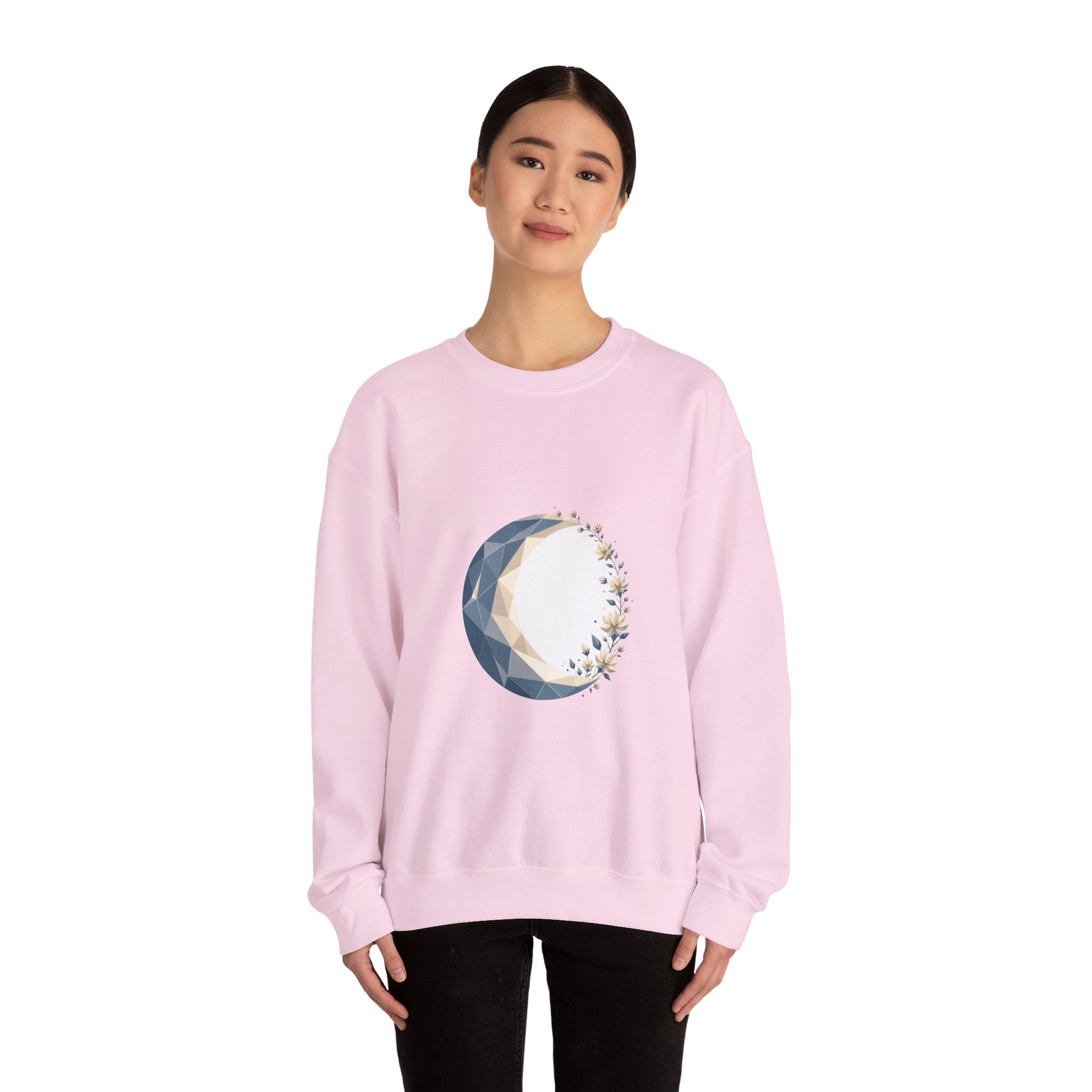Matching Couple Sweatshirt - Waxing & Waning Moon Matching Couple Comfort Colors Crew Geometric Art His Hers Love Gift - Design A