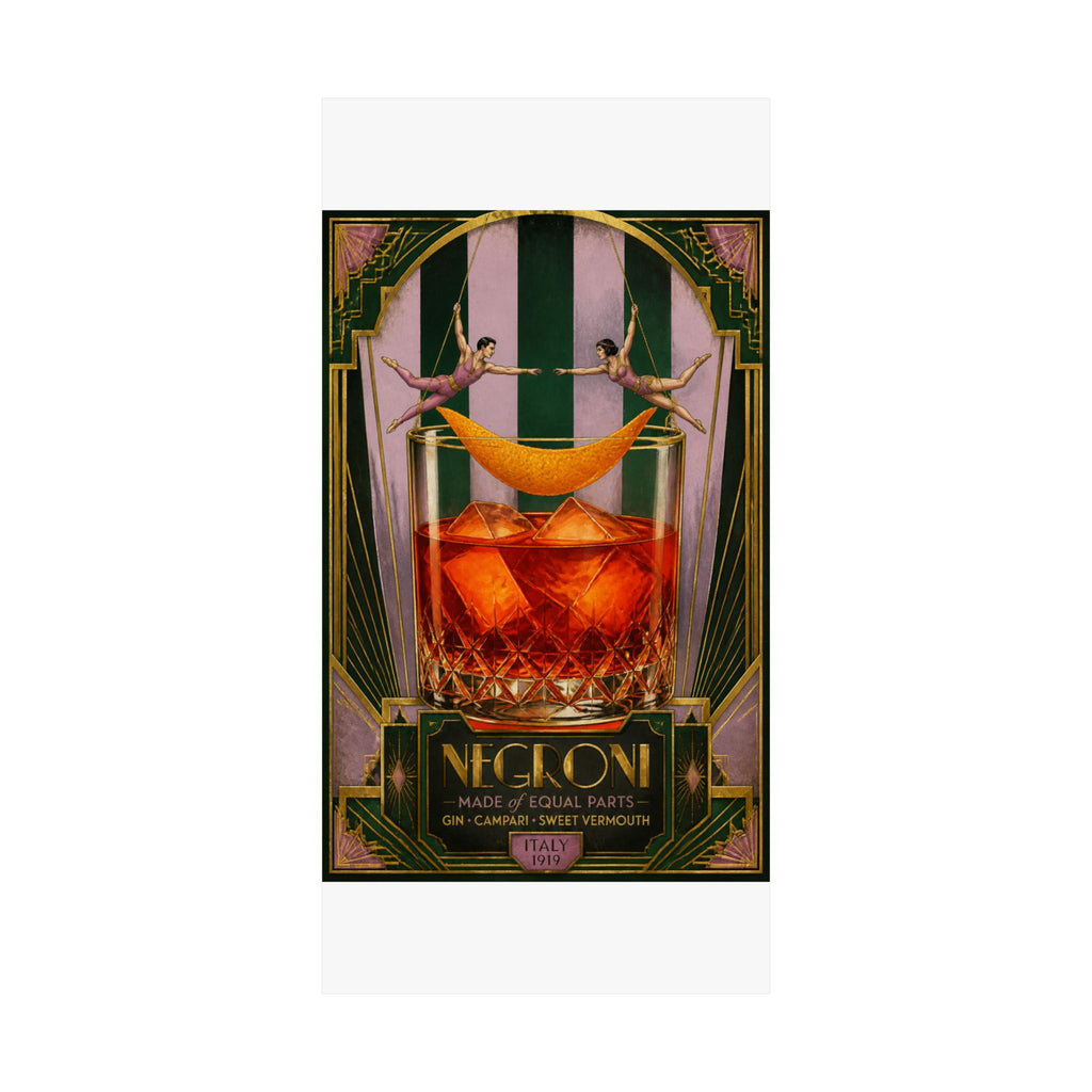 Negroni Trapeze Act Wall Art Poster 24×36 Art Deco Bar Area Decor Maximalist Print