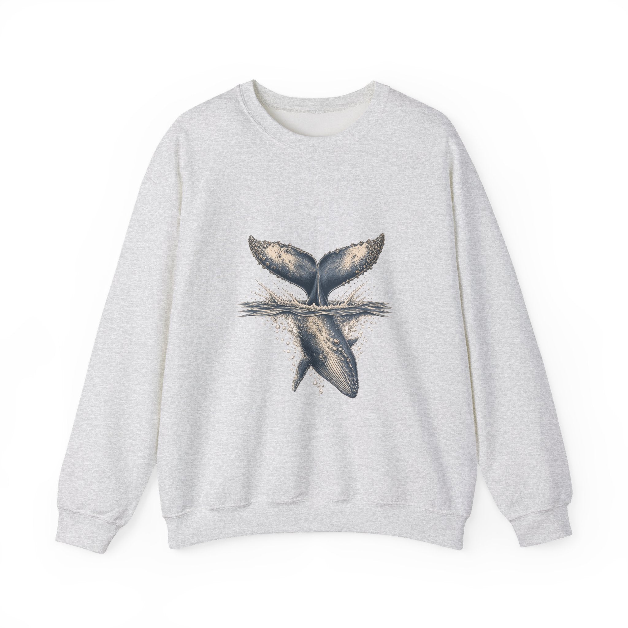 Matching Couple Sweatshirt - Eagle & Whale Matching Couple Crewneck Sweatshirt Hand-Drawn Art His Hers Best Friend Gift - Design B