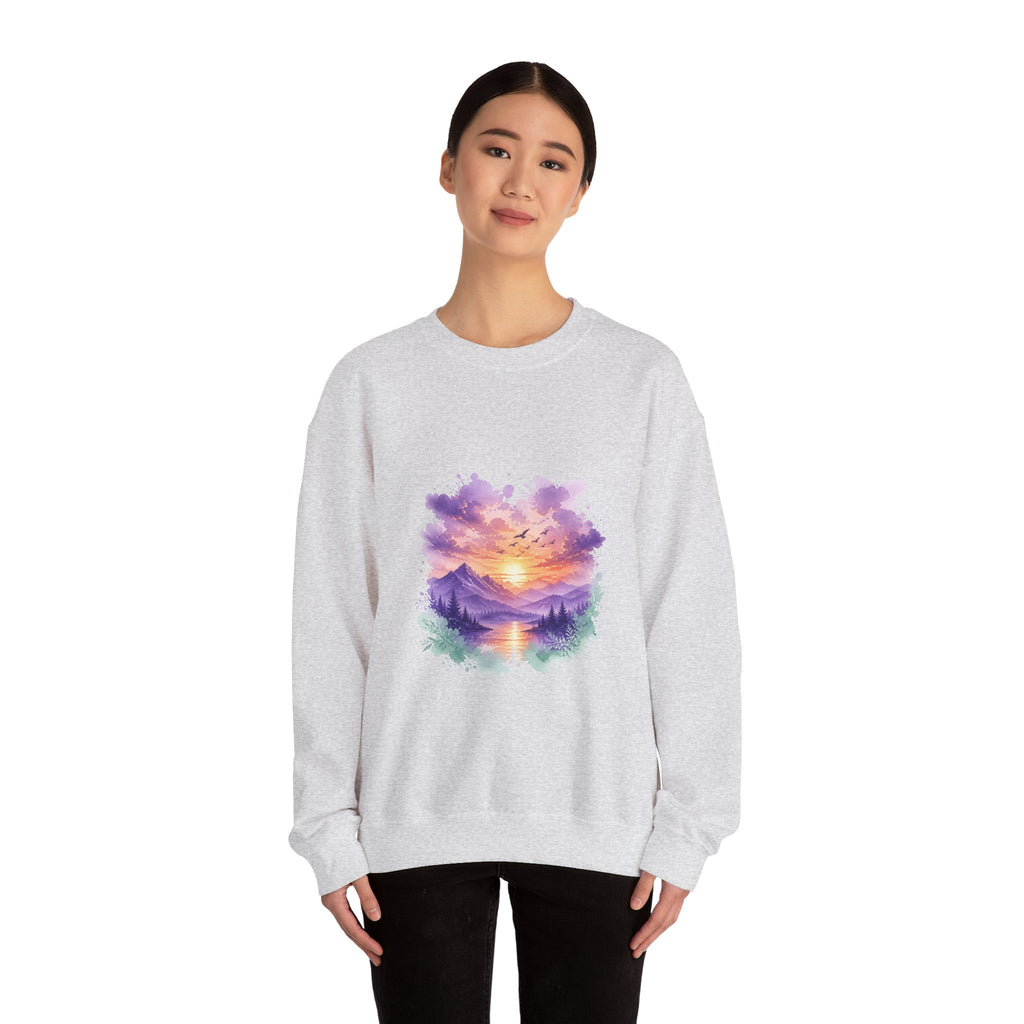 Matching Couple Sweatshirt - Sunrise & Sunset Matching Couple Comfort Colors Crew Watercolor Art His Hers Birthday Gift - Design B