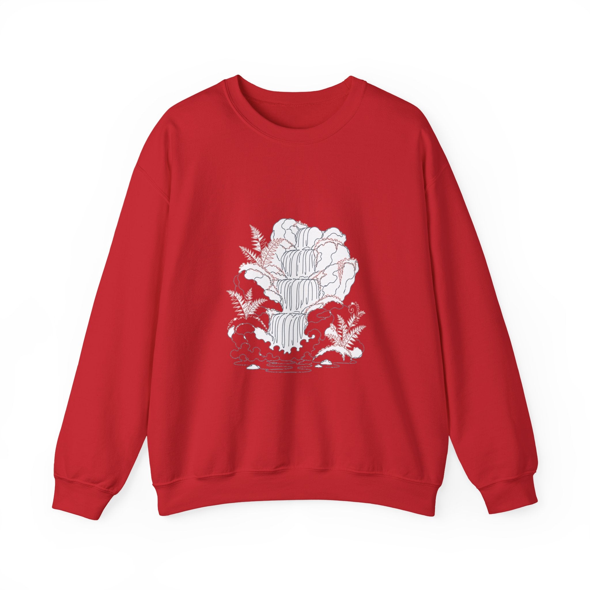 Matching Couple Sweatshirt - Wildfire & Waterfall Matching Couple Crewneck Sweatshirt Minimalist Art His Hers Valentine Gift - Design B