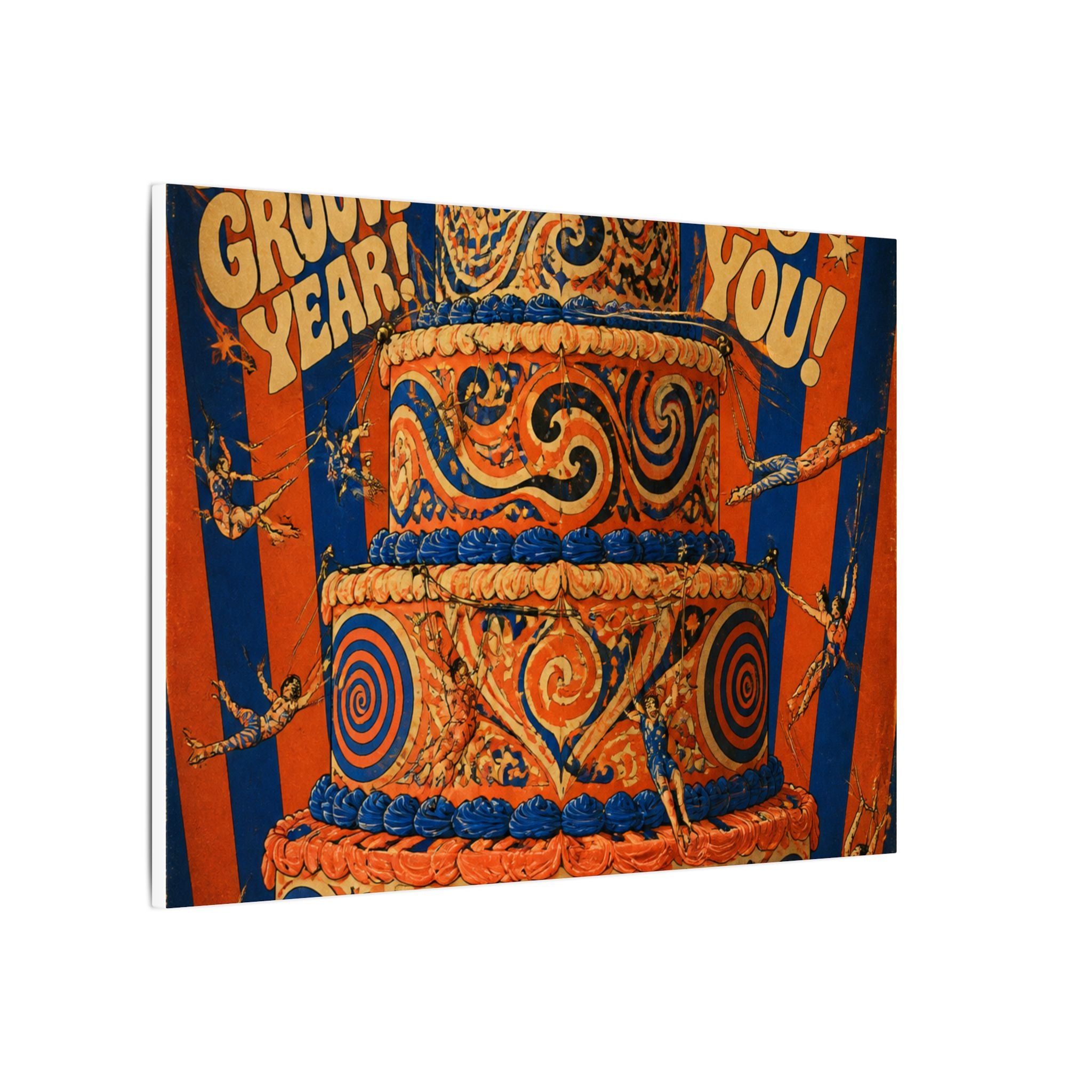 Birthday Cake Trapeze Wall Art Canvas 24×36 Psychedelic Dining Room Decor Maximalist Print