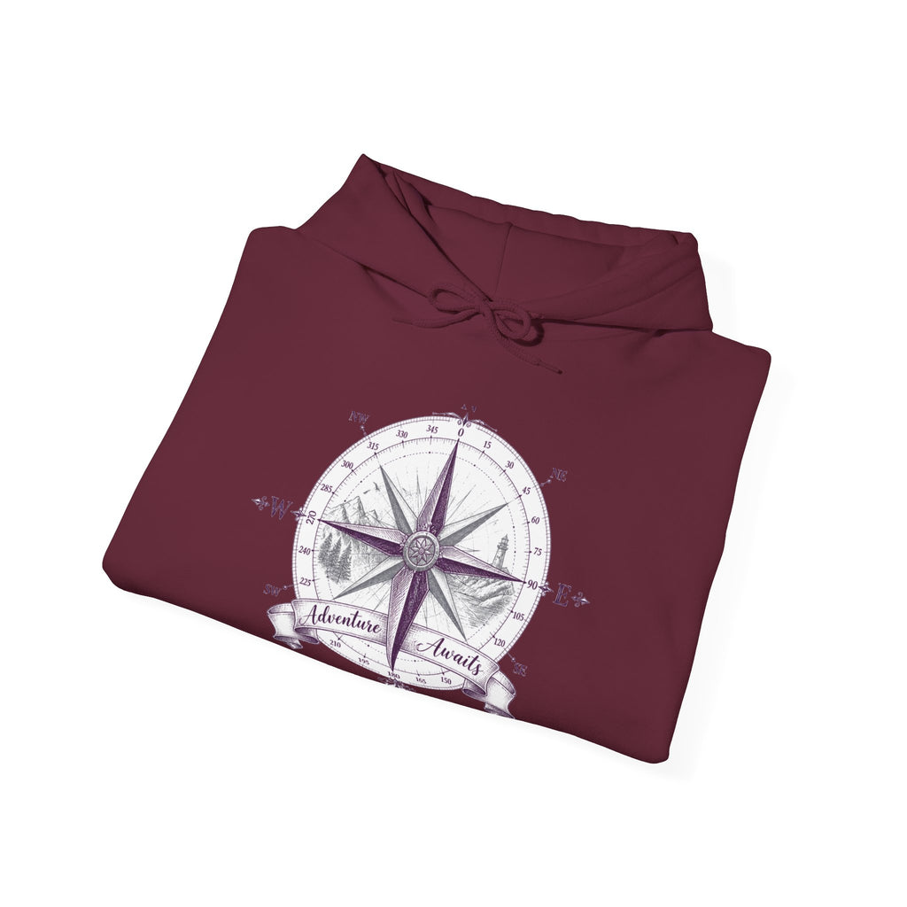 Matching Couple Sweatshirt - Compass North & South Matching Couple Hooded Sweatshirt Hand-Drawn Art His Hers Best Friend Gift - Design B