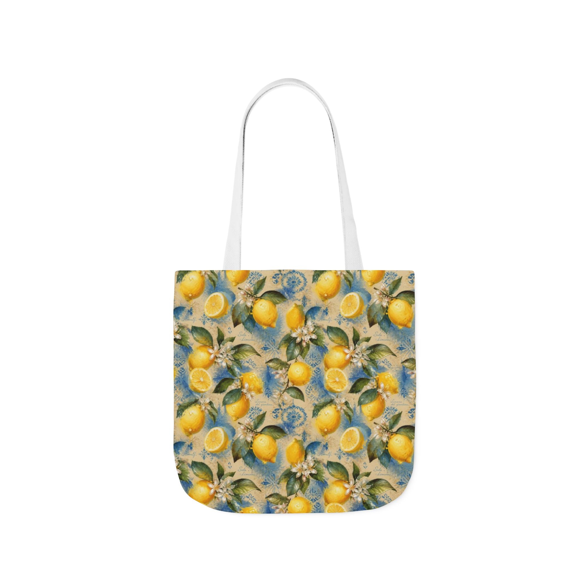 Meyer Lemons Canvas Tote Bag Mediterranean Kitchen Watercolor Splash Design Italian Cottagecore Gift