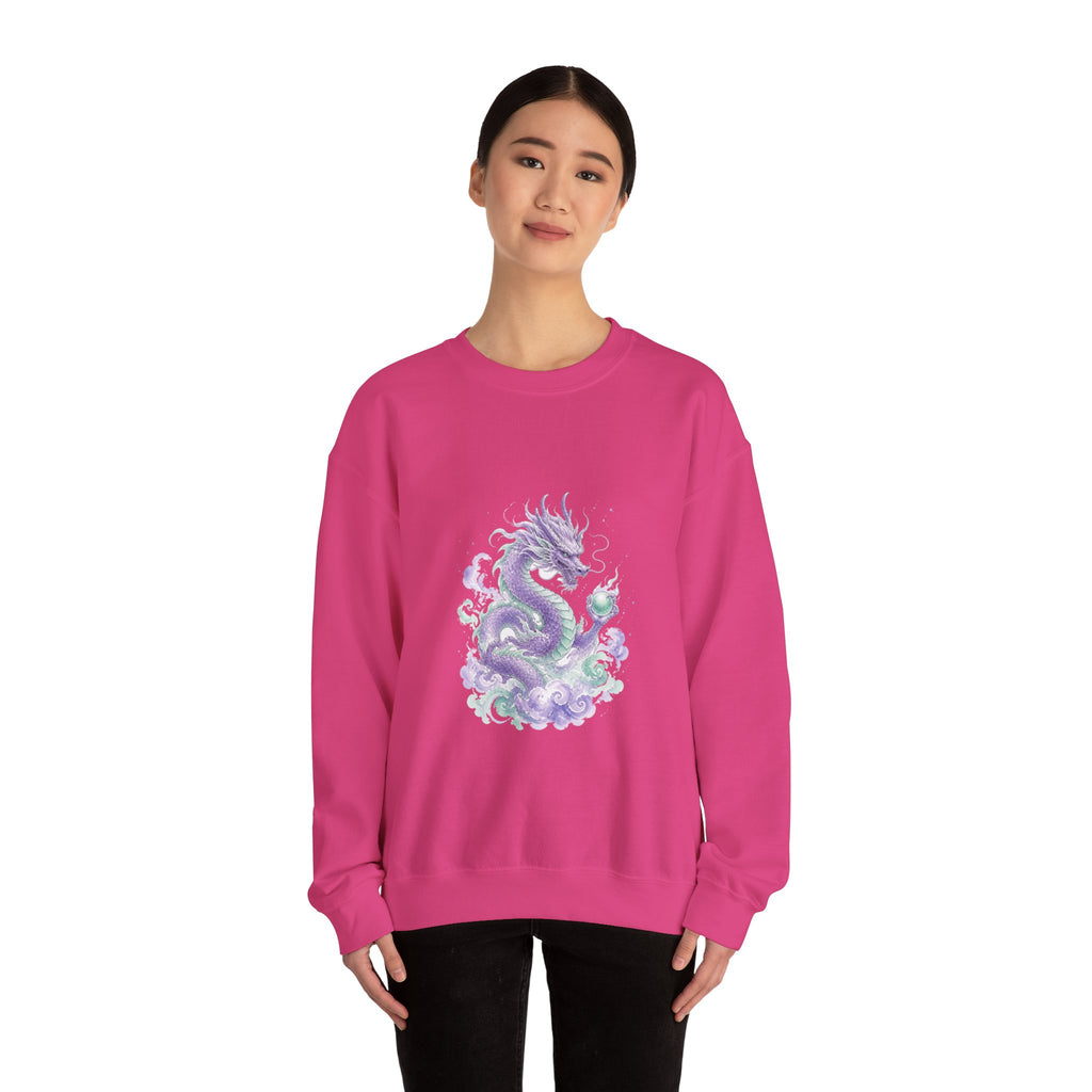 Matching Couple Sweatshirt - Dragon & Phoenix Matching Couple Crewneck Sweatshirt Watercolor Art His Hers Engagement Gift - Design A