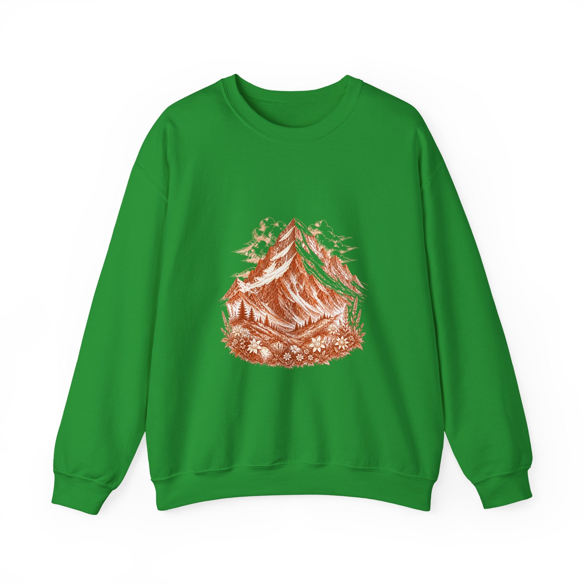 Matching Couple Sweatshirt - Mountain & Ocean Matching Couple Premium Fleece Sweatshirt Hand-Drawn Art His Hers Anniversary Gift - Design A