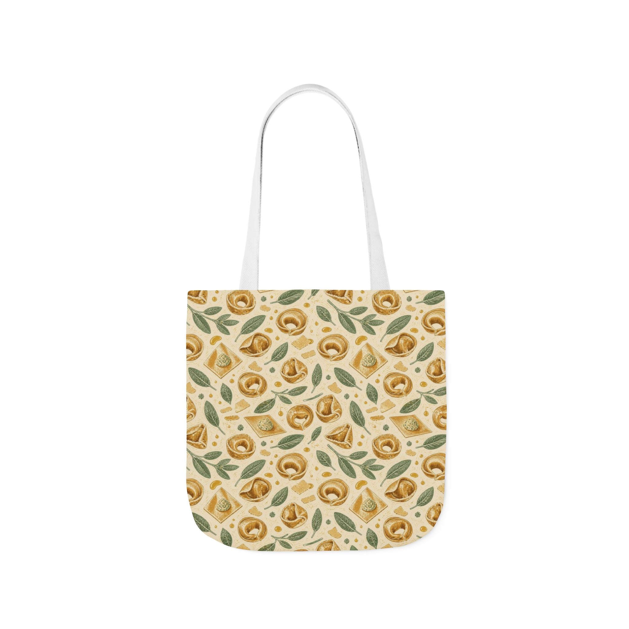 Tortellini with Sage Canvas Tote Bag Mediterranean Kitchen Linocut Design Italian Cottagecore Gift