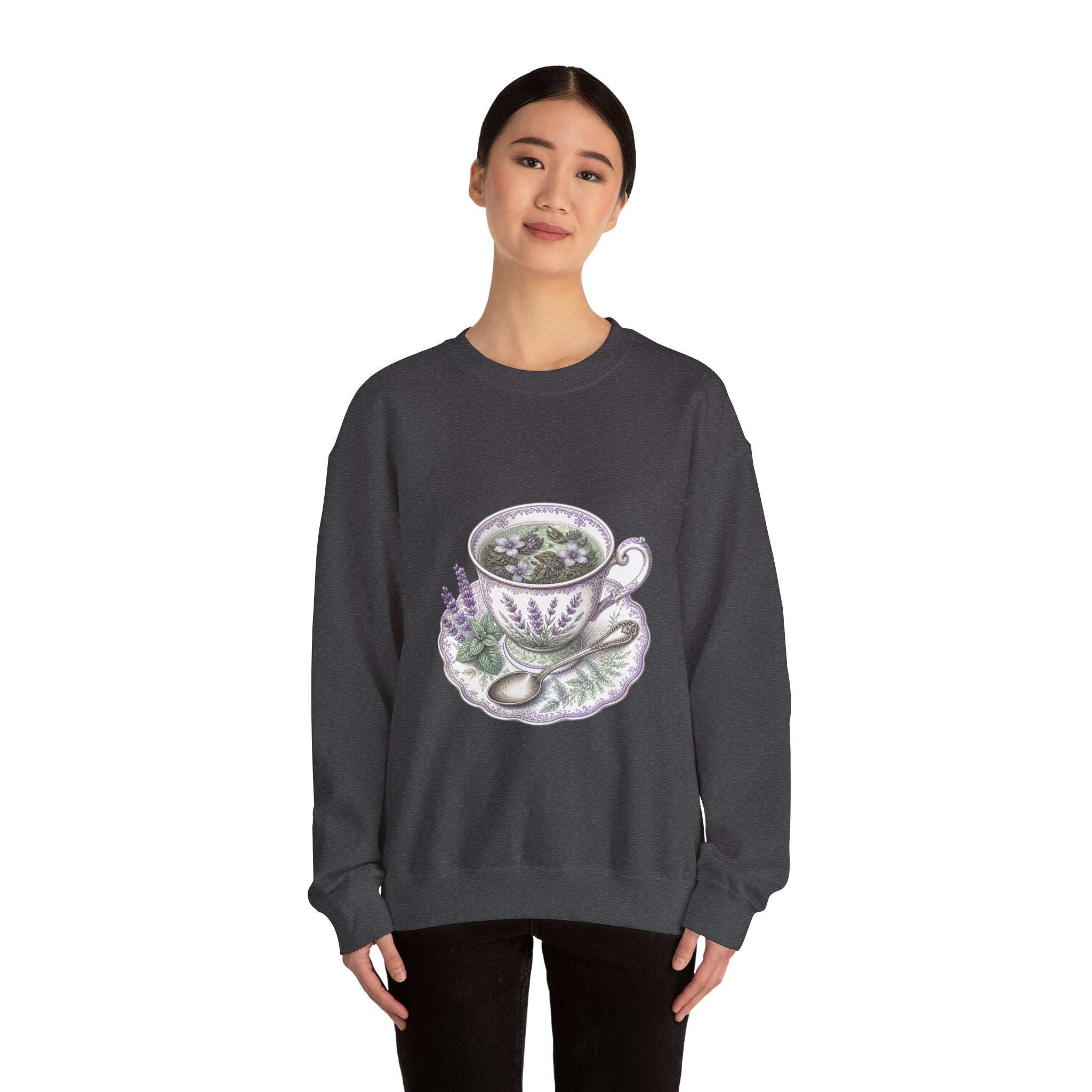 Matching Couple Sweatshirt - Coffee & Tea Matching Couple Premium Fleece Sweatshirt Vintage Art His Hers Honeymoon Gift - Design B