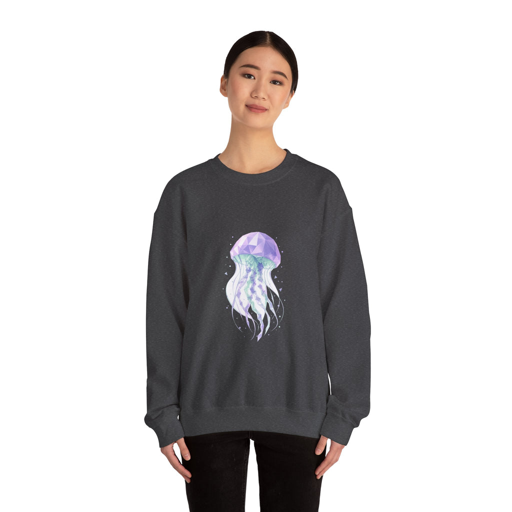 Matching Couple Sweatshirt - Octopus & Jellyfish Matching Couple Crewneck Sweatshirt Geometric Art His Hers Couple Gift - Design B