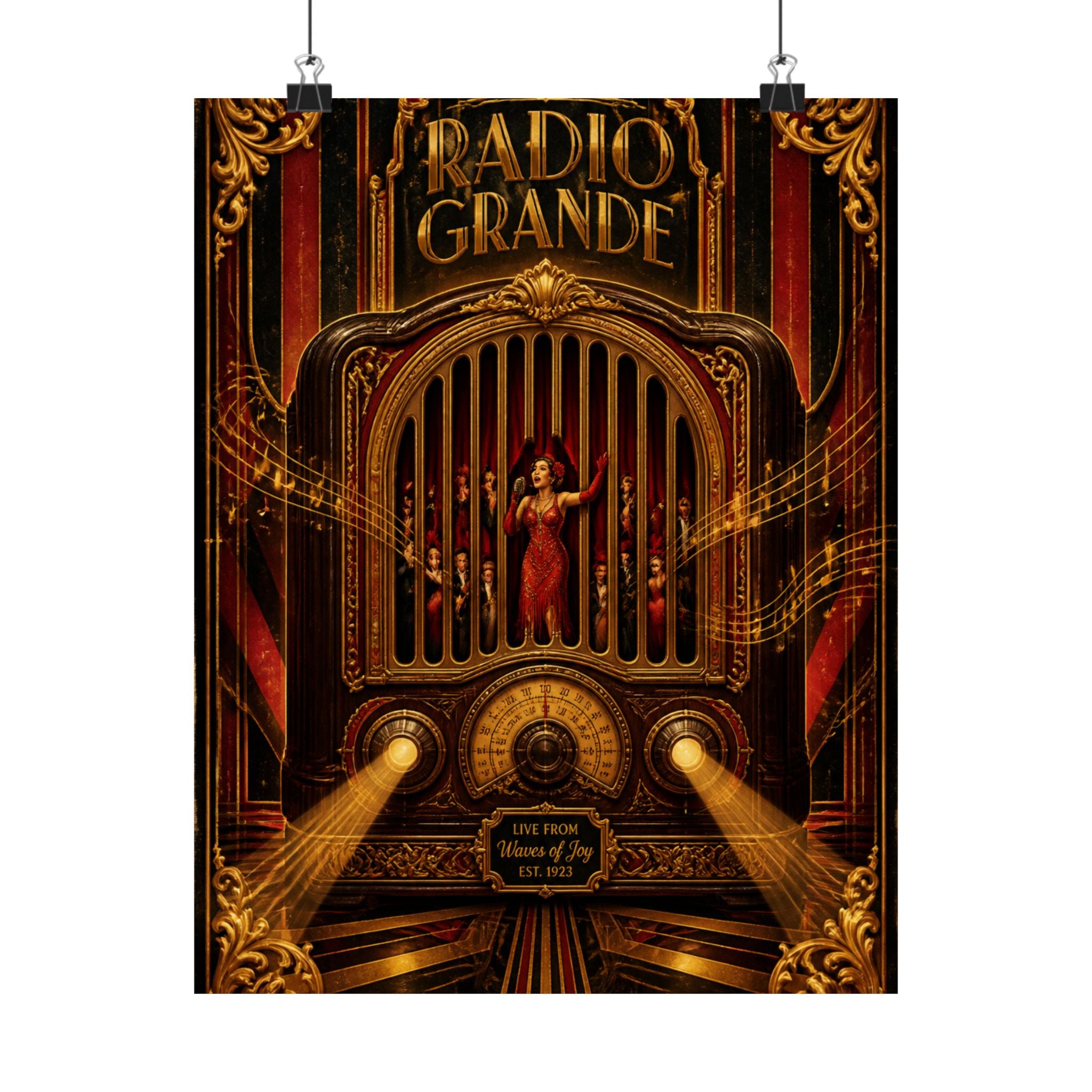 Vintage Radio Stage Wall Art Poster 18×24 Baroque Home Office Decor Maximalist Print