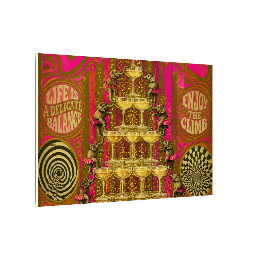 Champagne Tower Elephants Wall Art Canvas 16×20 Psychedelic Cafe Decor Maximalist Print