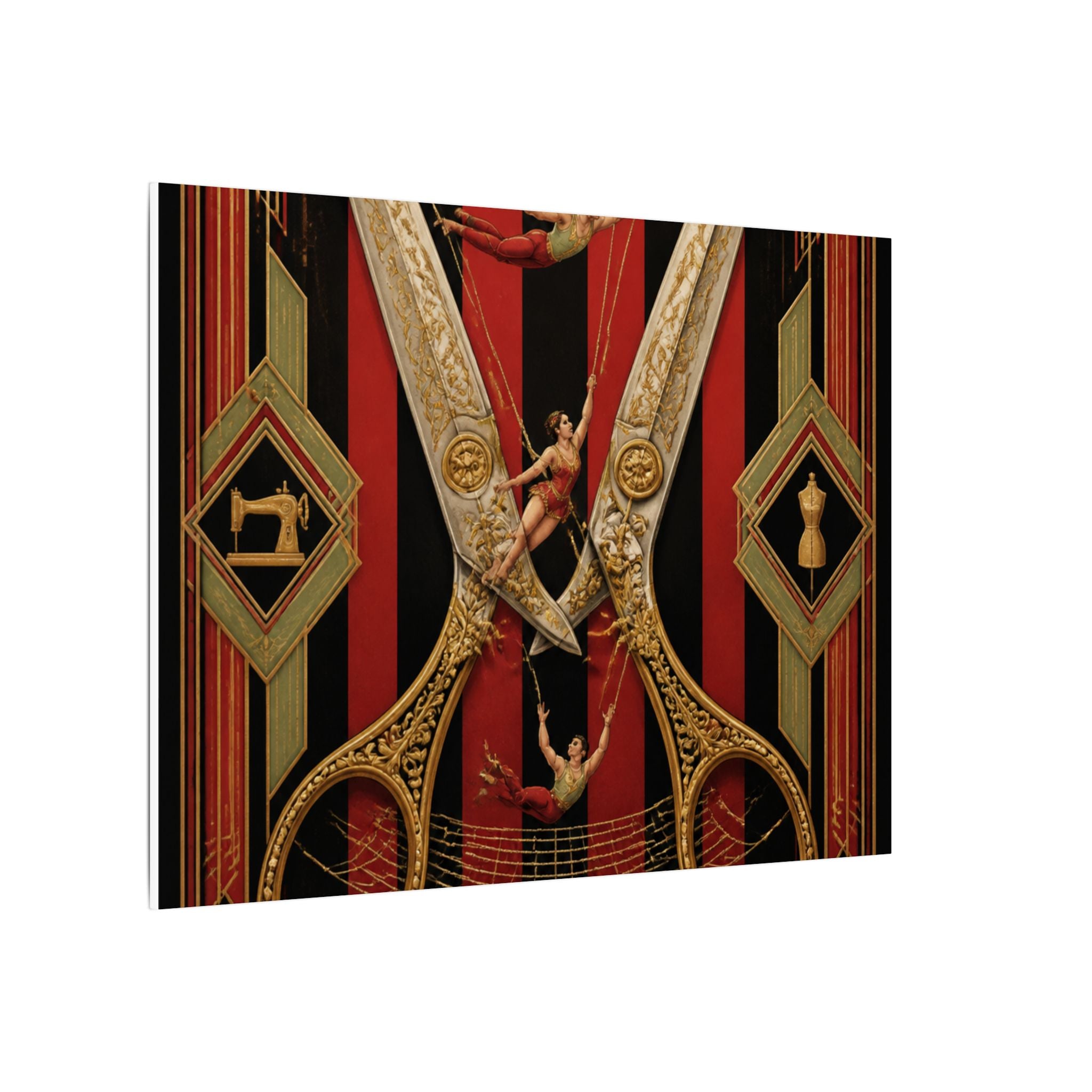 Giant Scissors Trapeze Wall Art Canvas 24×36 Art Deco Bar Area Decor Maximalist Print