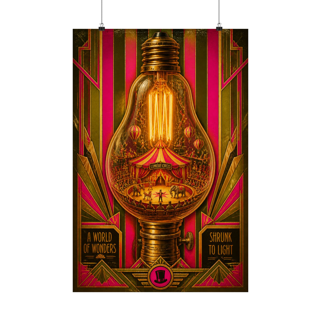 Light Bulb Circus Wall Art Poster 18×24 Art Deco Entryway Decor Maximalist Print