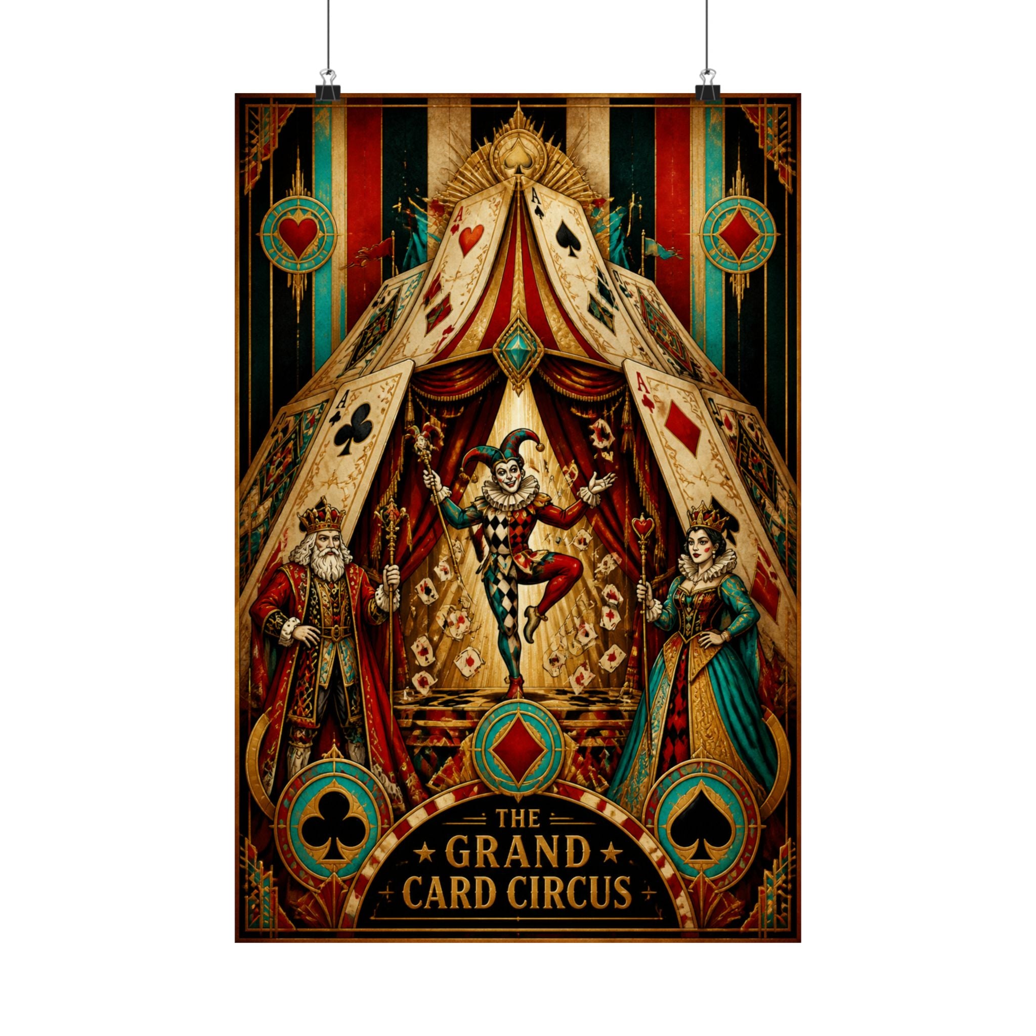 Playing Cards Tent Wall Art Poster 18×24 Art Deco Entryway Decor Maximalist Print