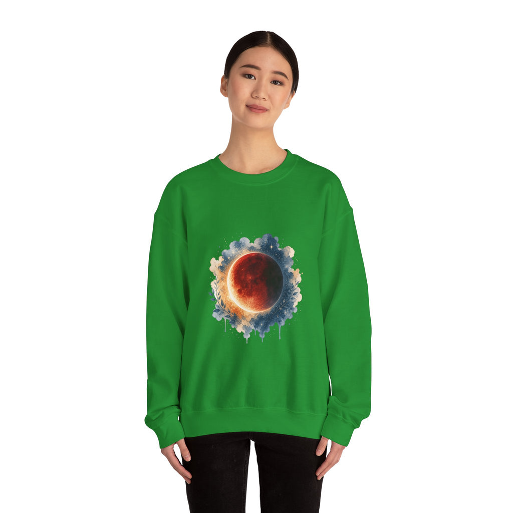 Matching Couple Sweatshirt - Solar & Lunar Eclipse Matching Couple Comfort Colors Crew Watercolor Art His Hers Birthday Gift - Design B
