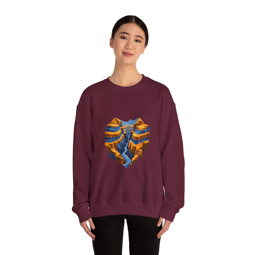 Matching Couple Sweatshirt - Lavender Fields & Canyon Matching Couple Premium Fleece Sweatshirt Geometric Art His Hers Love Gift - Design B