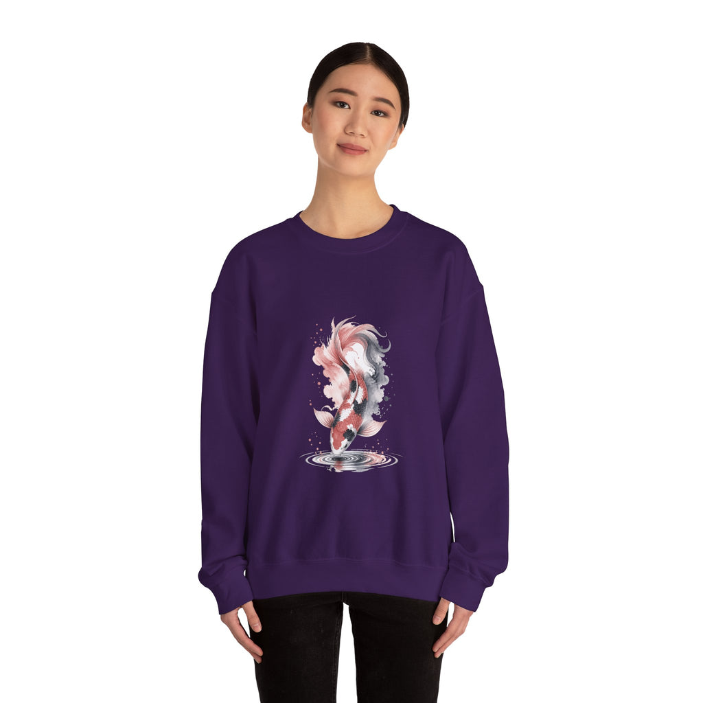 Matching Couple Sweatshirt - Koi Fish Yin Yang Matching Couple Crewneck Sweatshirt Watercolor Art His Hers Engagement Gift - Design B