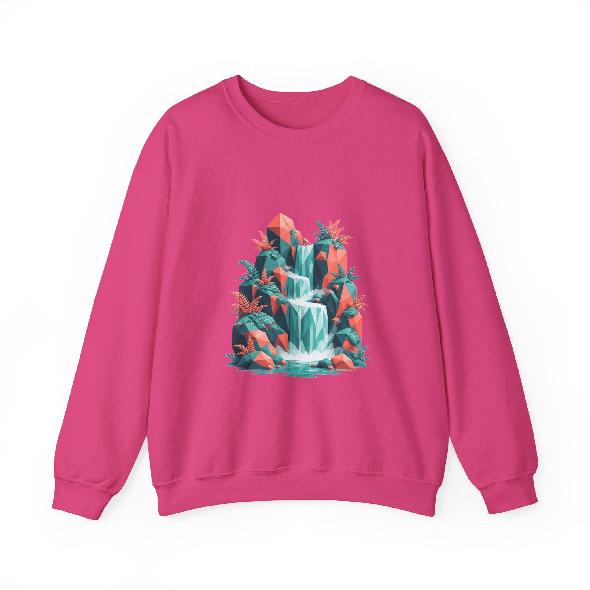 Matching Couple Sweatshirt - Wildfire & Waterfall Matching Couple Premium Fleece Sweatshirt Geometric Art His Hers Love Gift - Design B