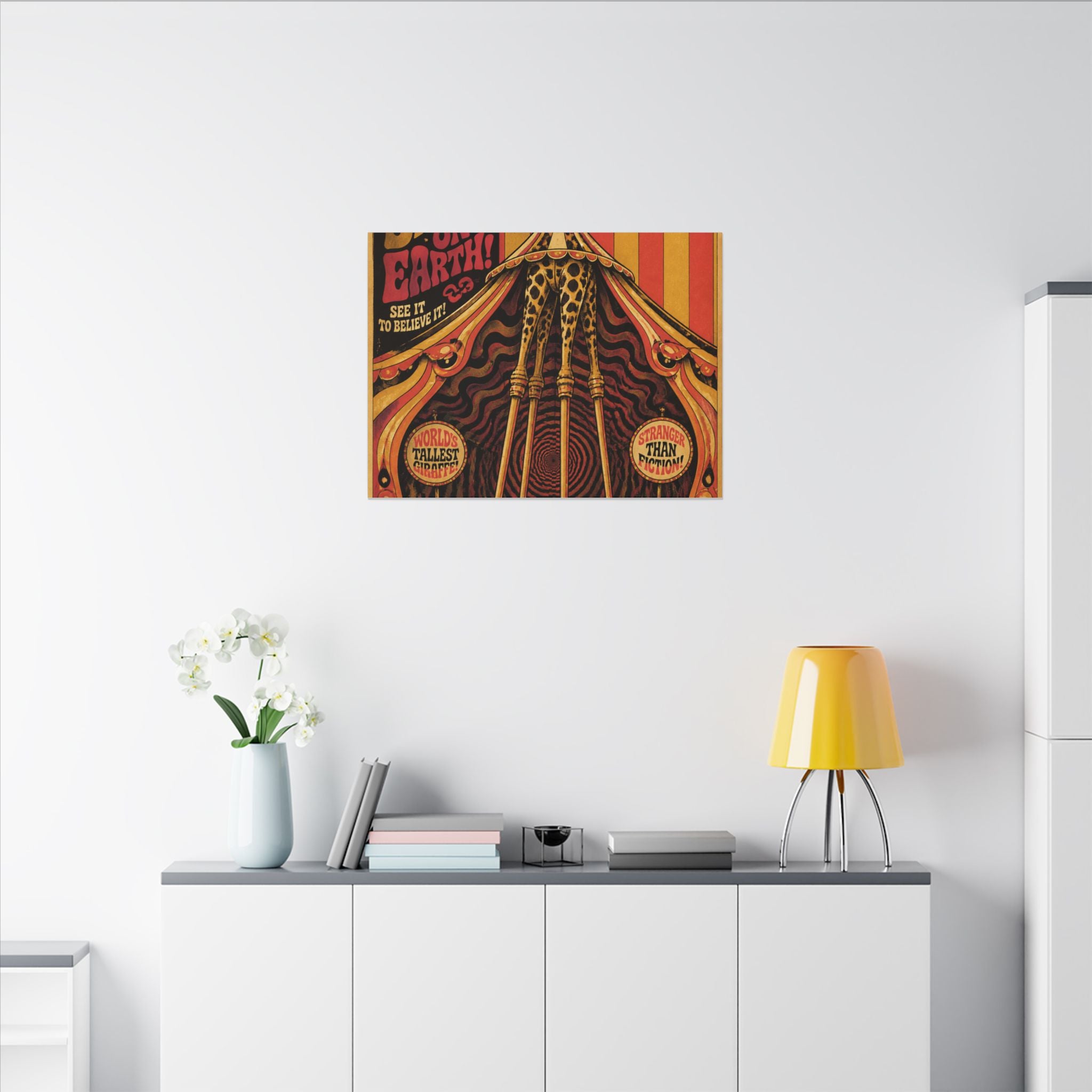 Giraffe on Stilts Wall Art Canvas 16×20 Psychedelic Cafe Decor Maximalist Print