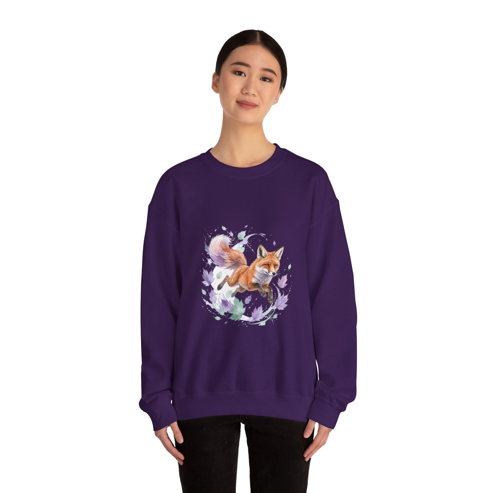 Matching Couple Sweatshirt - Fox & Rabbit Matching Couple Crewneck Sweatshirt Watercolor Art His Hers Engagement Gift - Design A