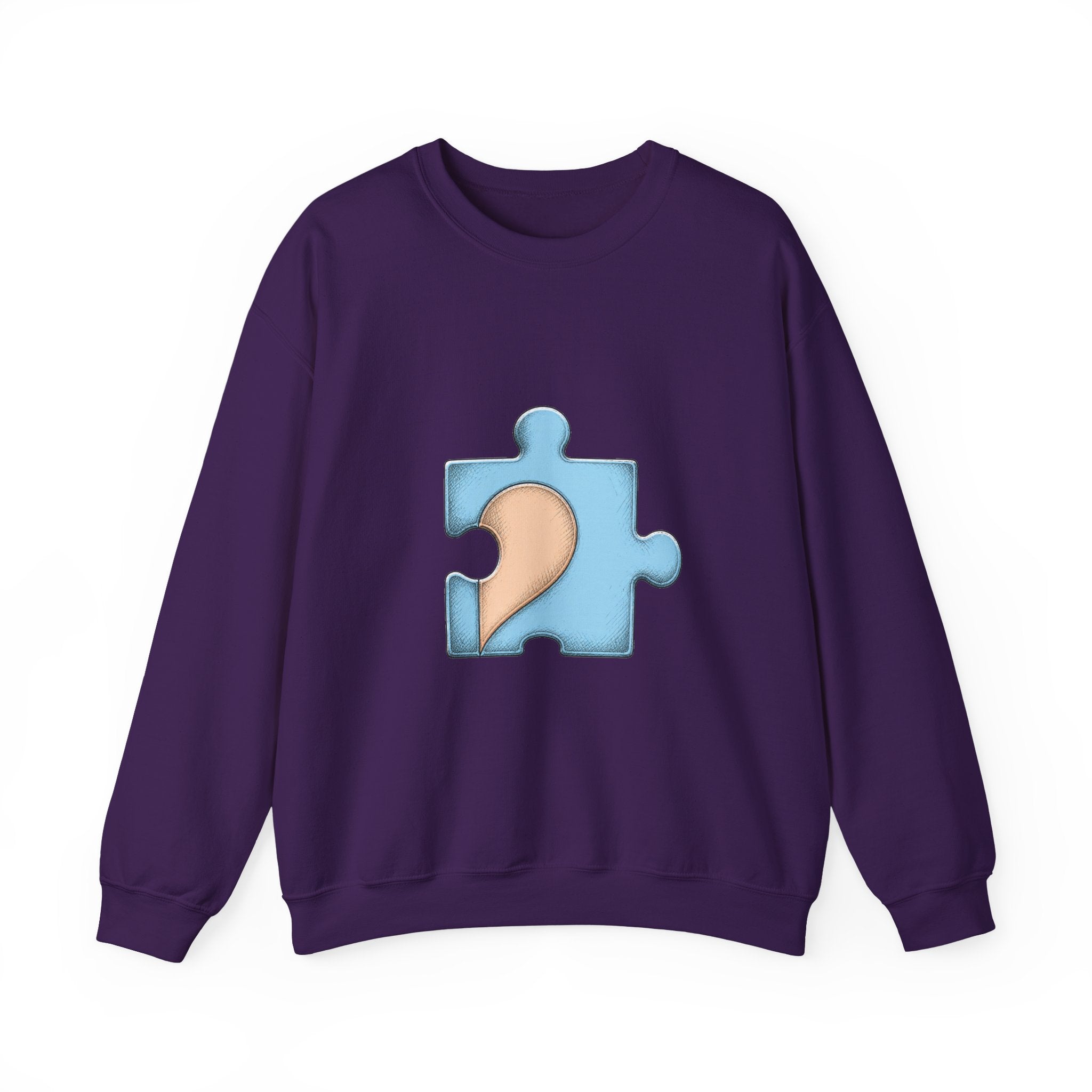 Matching Couple Sweatshirt - Puzzle Pieces Matching Couple Crewneck Sweatshirt Hand-Drawn Art His Hers Best Friend Gift - Design B