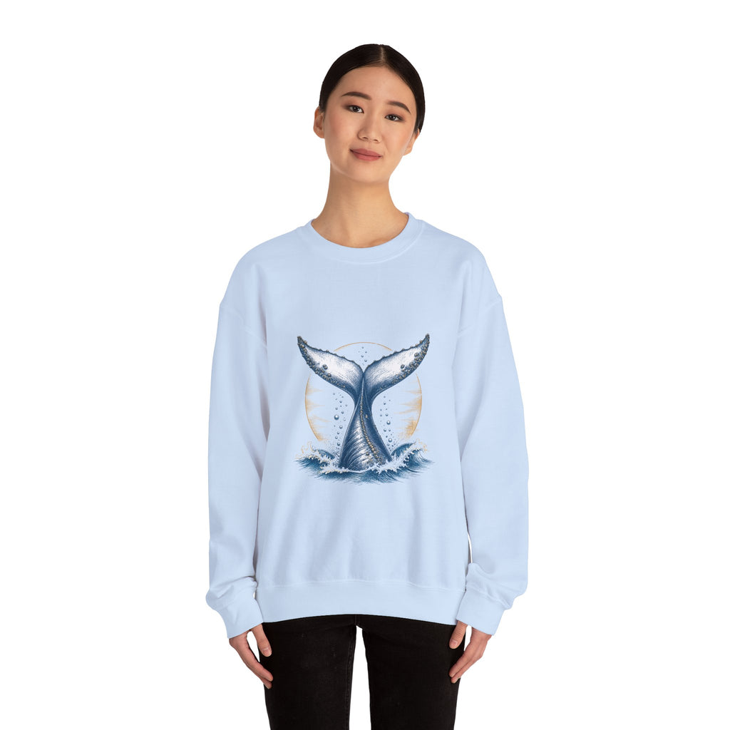 Matching Couple Sweatshirt - Eagle & Whale Matching Couple Comfort Colors Crew Hand-Drawn Art His Hers Anniversary Gift - Design B
