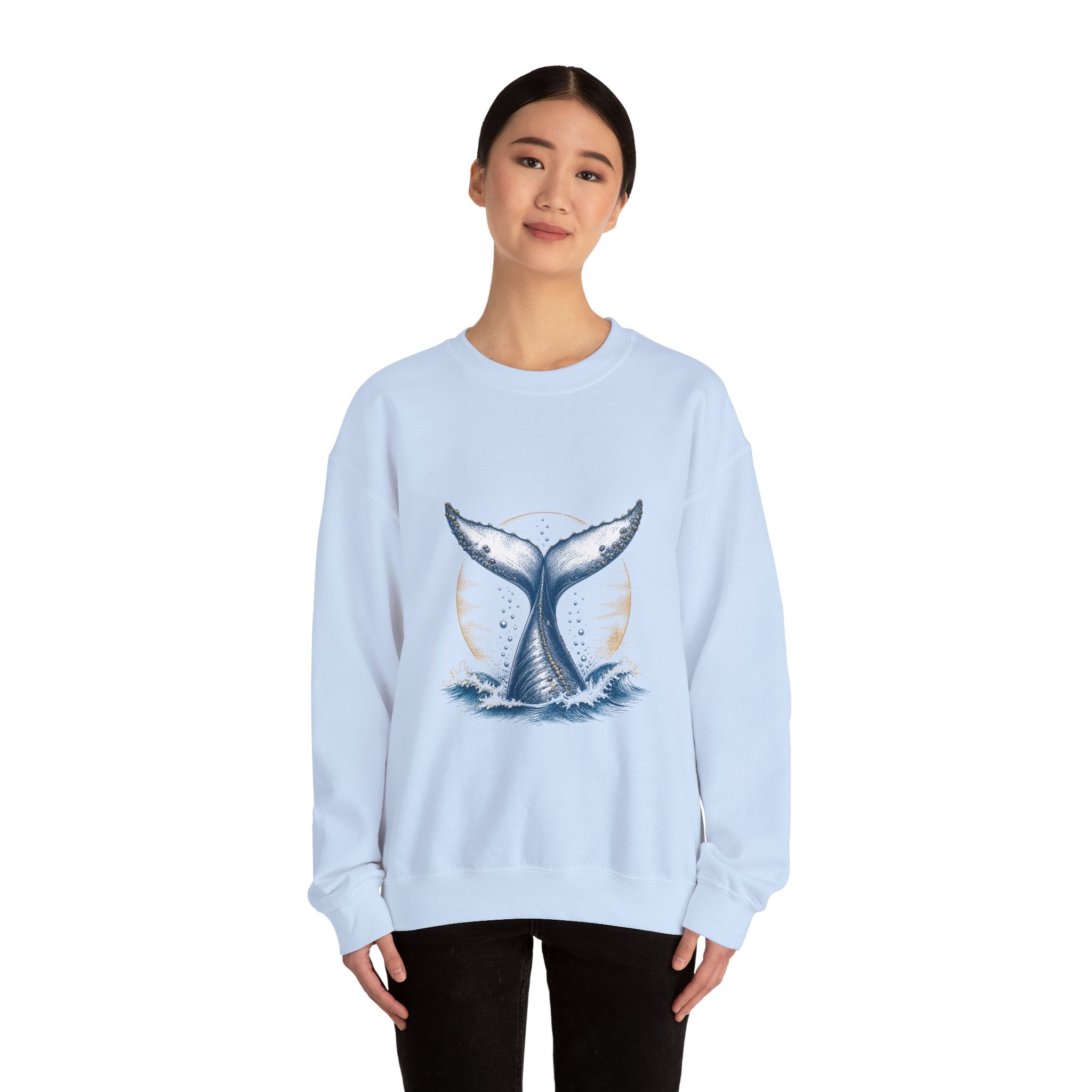 Matching Couple Sweatshirt - Eagle & Whale Matching Couple Comfort Colors Crew Hand-Drawn Art His Hers Anniversary Gift - Design B