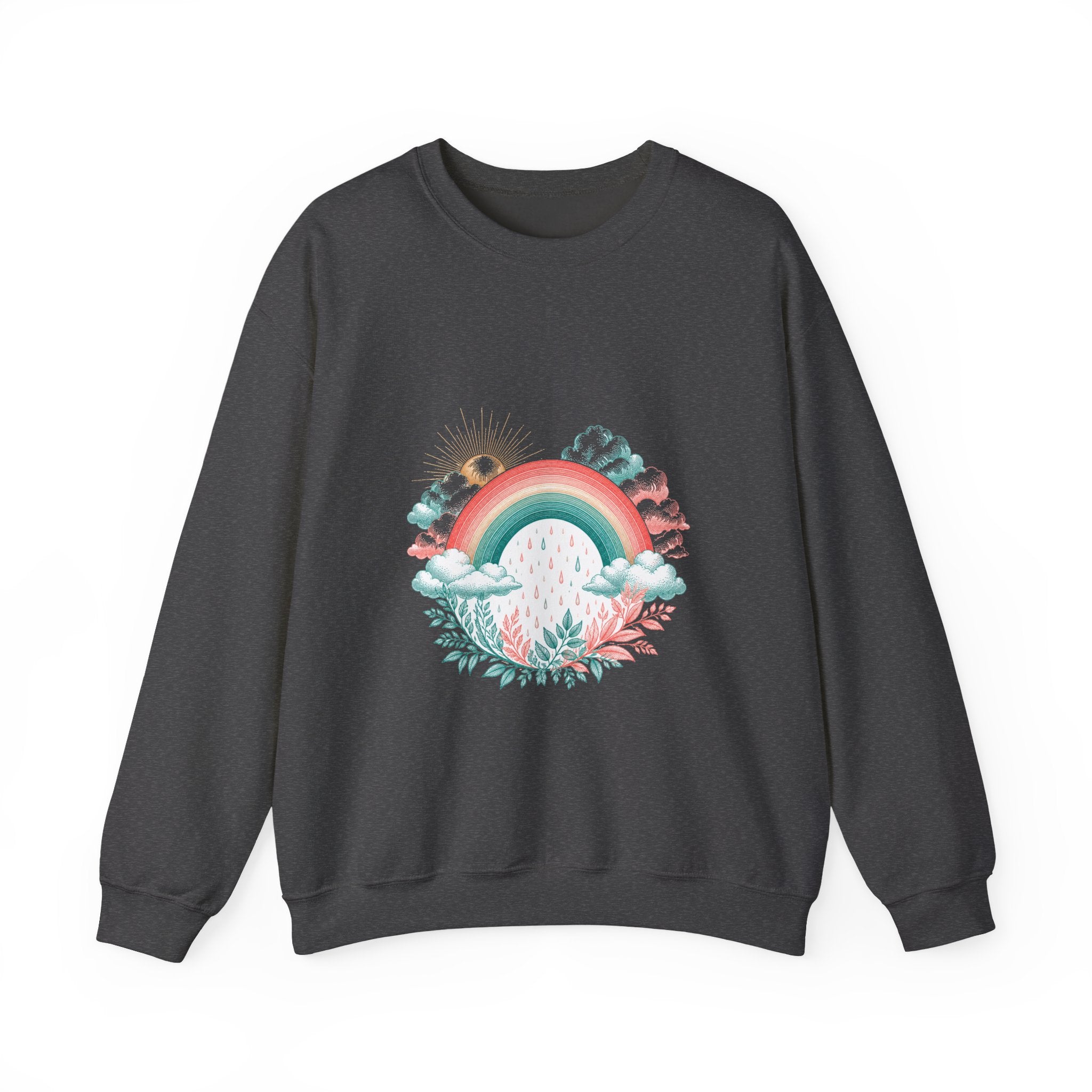 Matching Couple Sweatshirt - Storm & Rainbow Matching Couple Comfort Colors Crew Vintage Art His Hers Honeymoon Gift - Design B