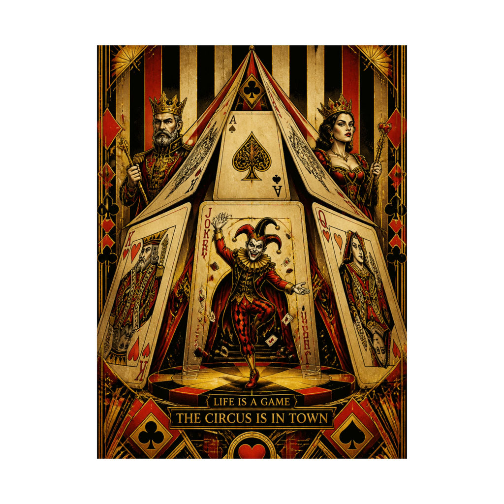 Playing Cards Tent Wall Art Poster 24×36 Art Deco Bar Area Decor Maximalist Print
