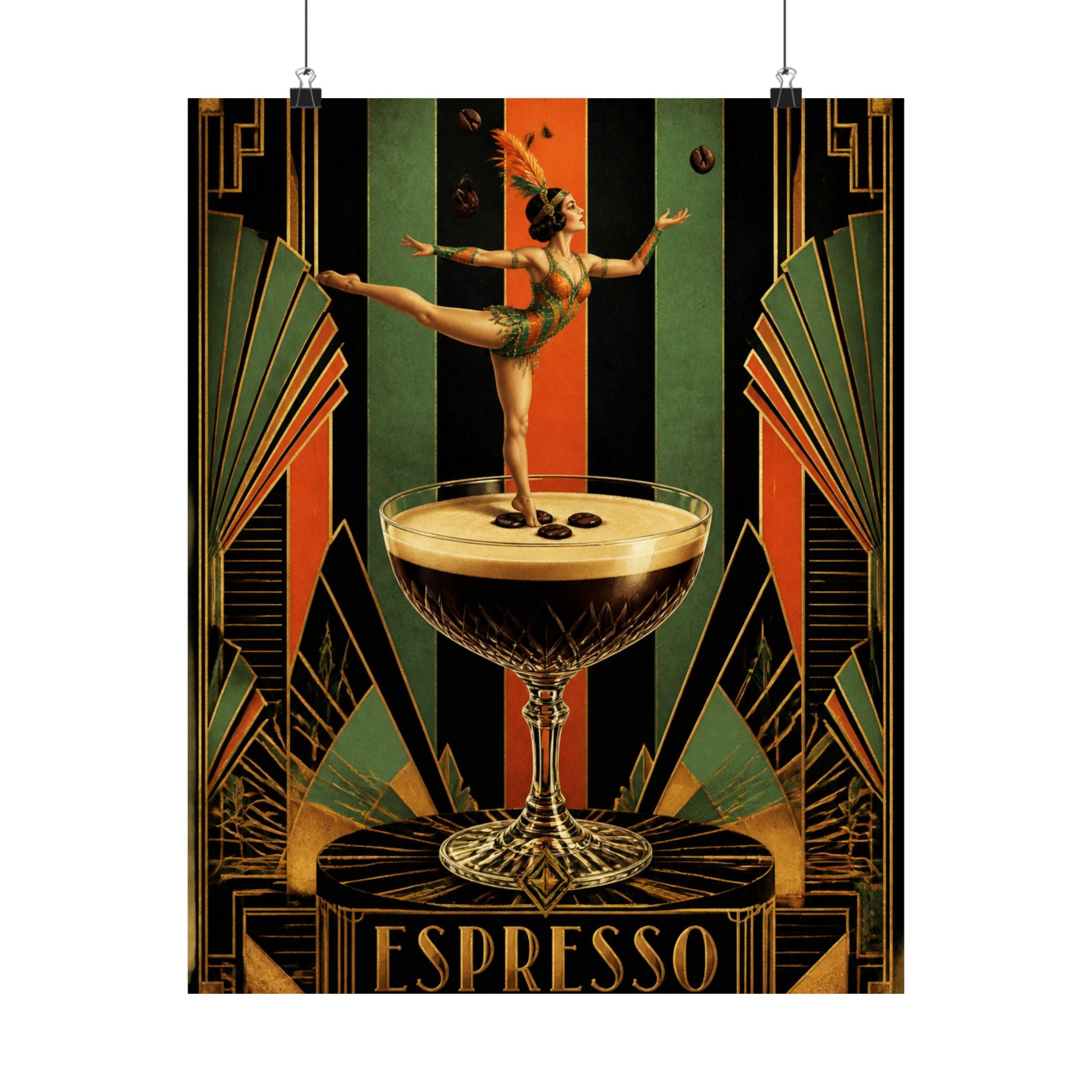 Espresso Martini Acrobat Wall Art Poster 24×36 Art Deco Bar Area Decor Maximalist Print