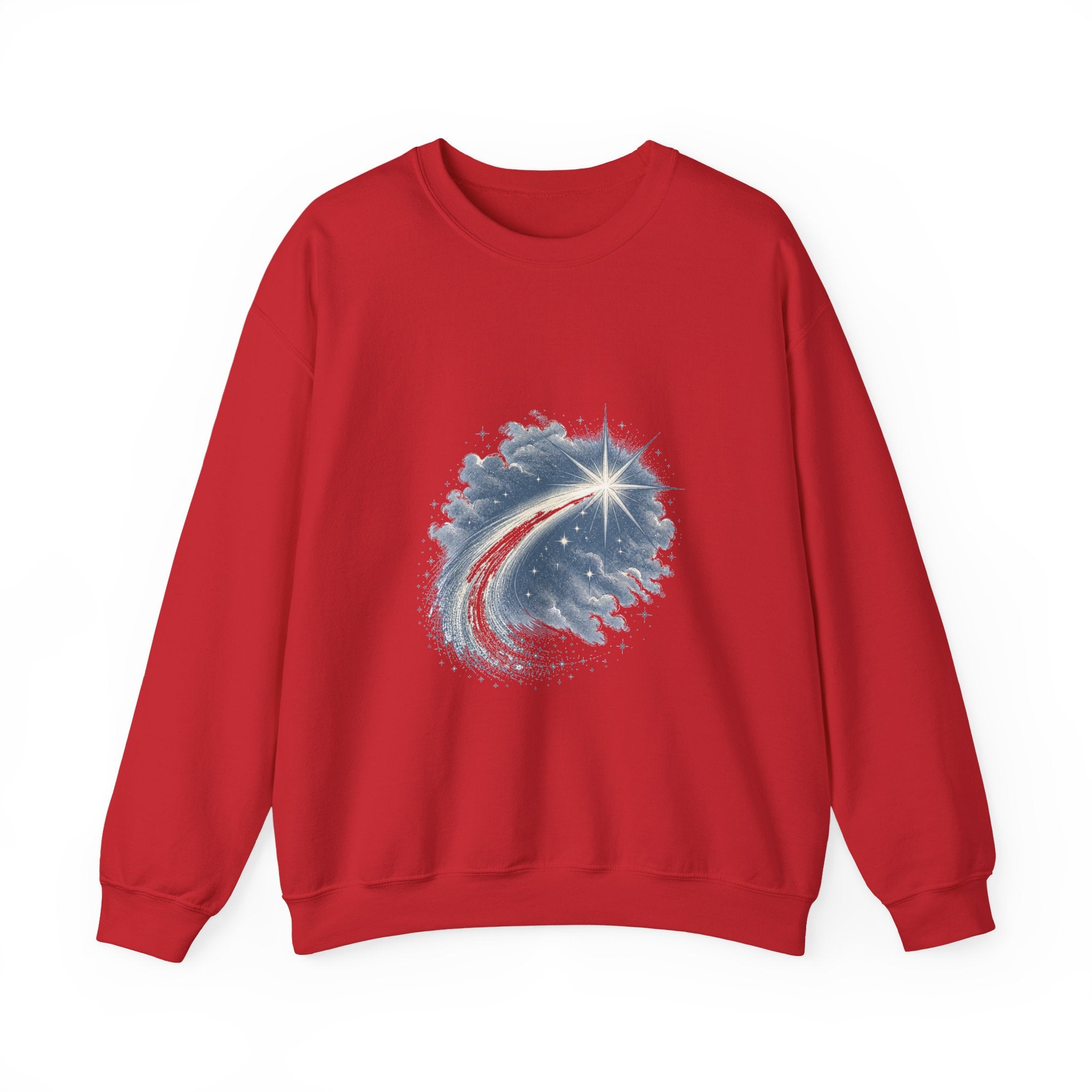 Matching Couple Sweatshirt - Shooting Star & North Star Matching Couple Crewneck Sweatshirt Vintage Art His Hers Wedding Gift - Design A
