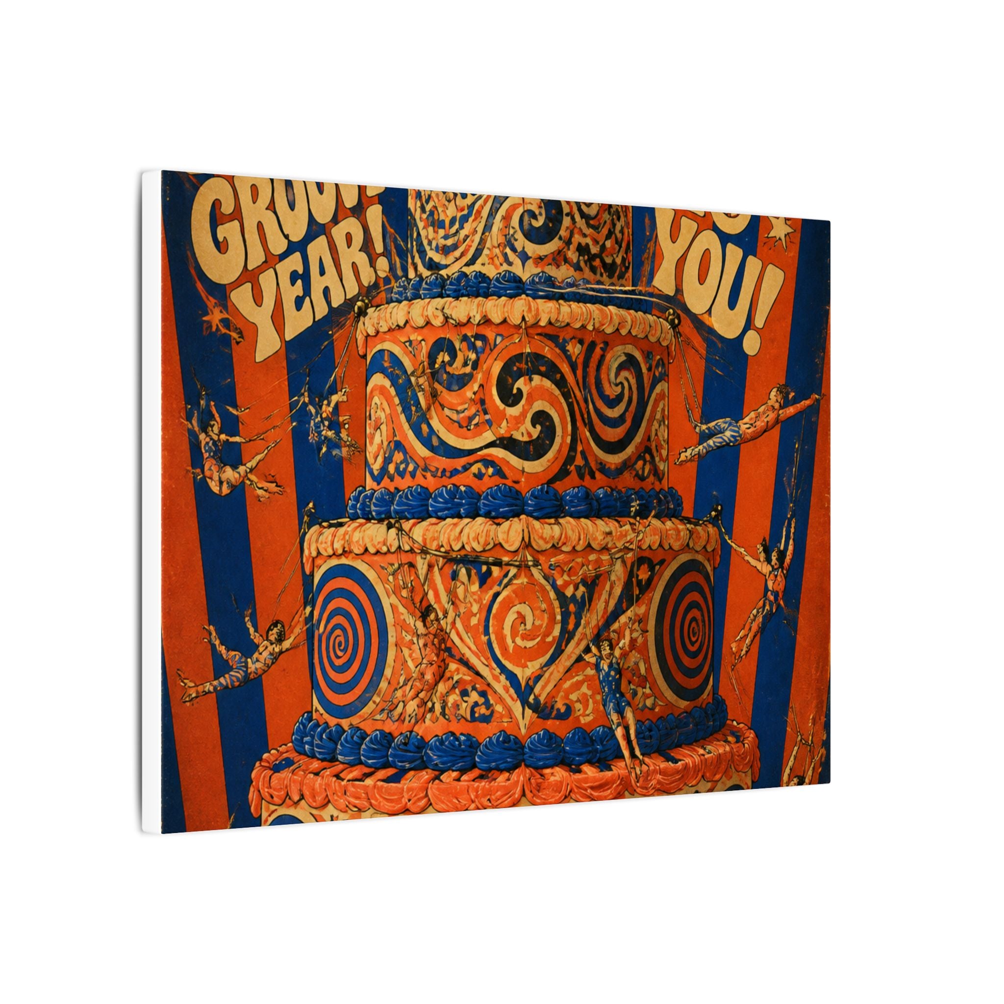 Birthday Cake Trapeze Wall Art Canvas 24×36 Psychedelic Dining Room Decor Maximalist Print