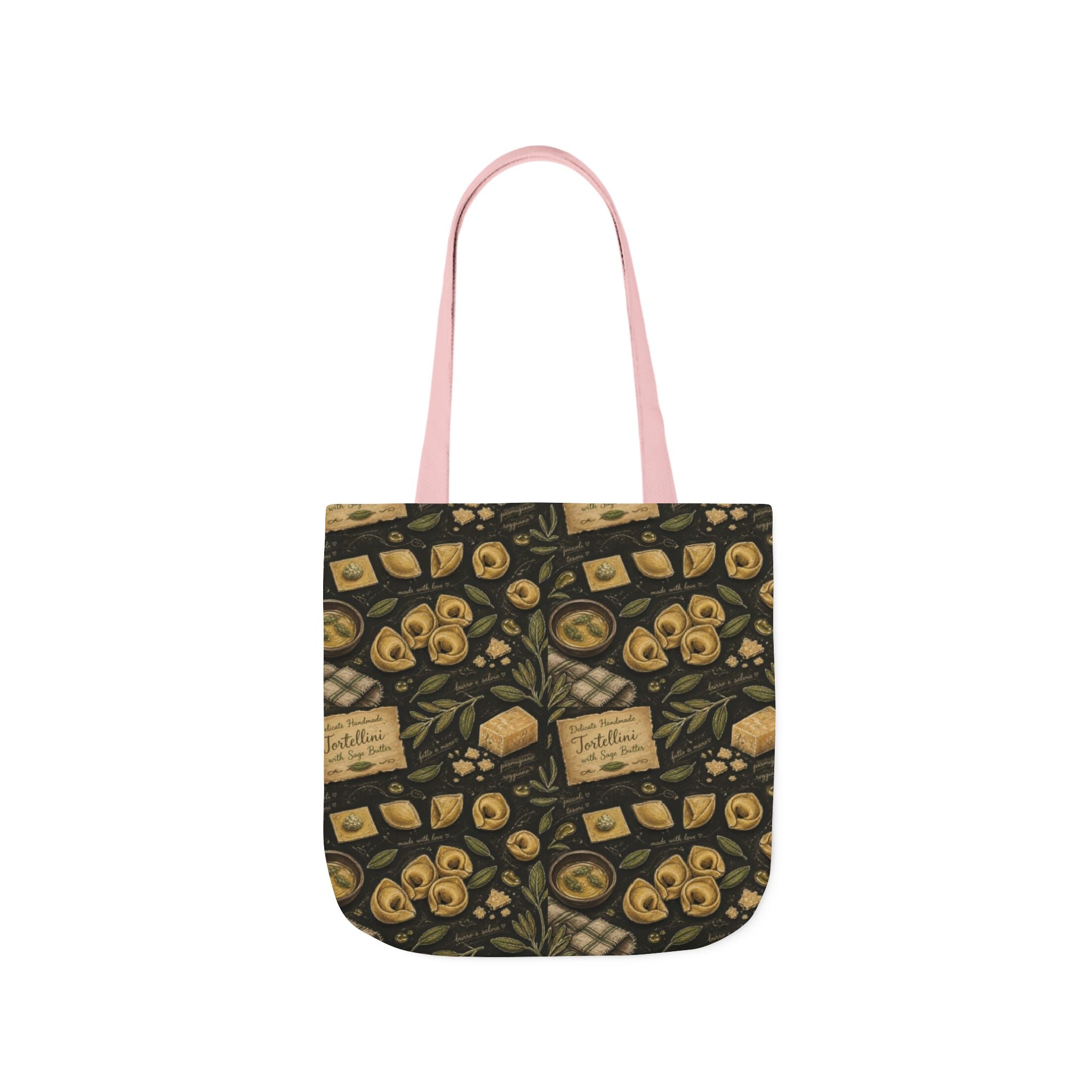 Tortellini with Sage Canvas Tote Bag Mediterranean Kitchen Chalk Art Design Italian Cottagecore Gift