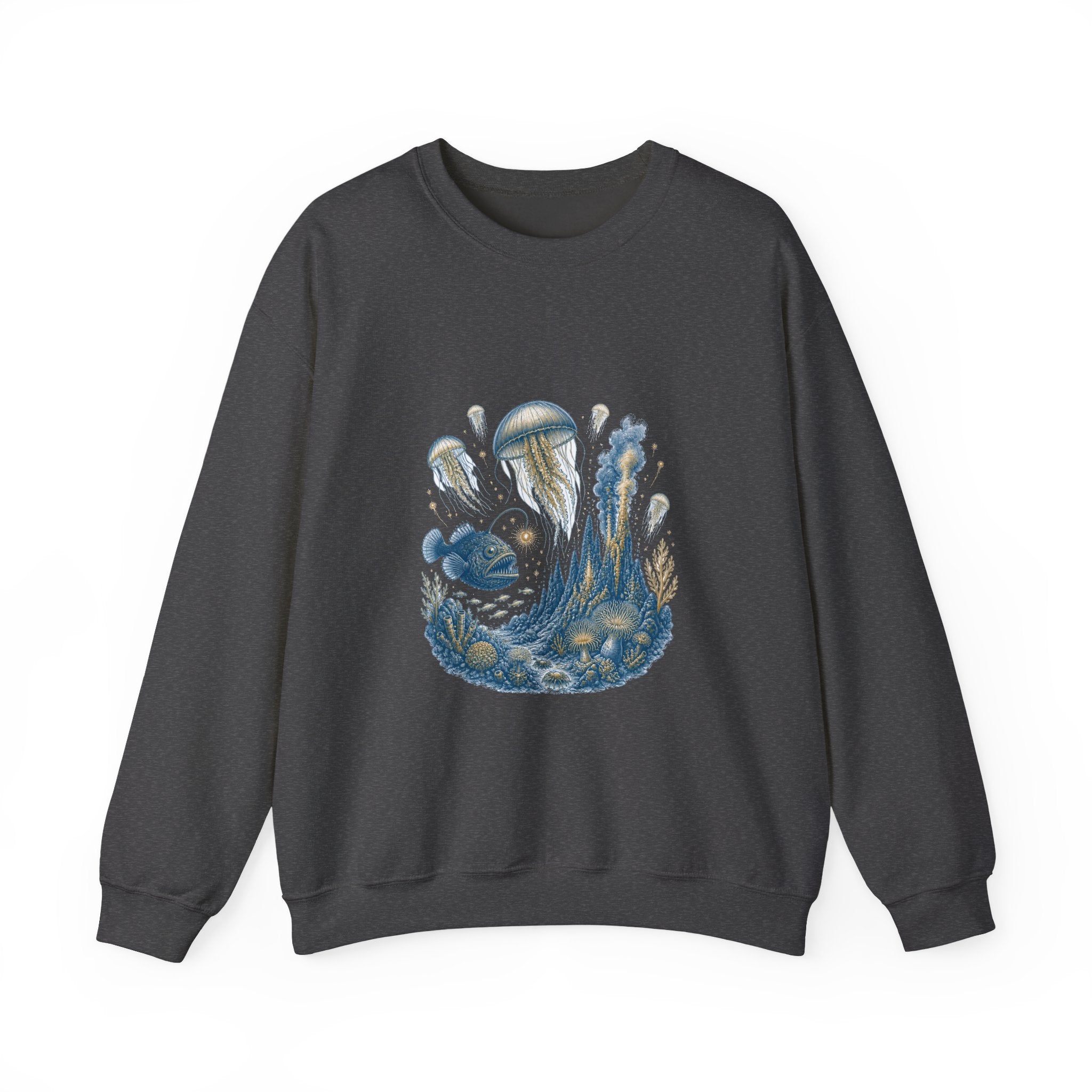 Matching Couple Sweatshirt - Coral Reef & Deep Sea Matching Couple Crewneck Sweatshirt Vintage Art His Hers Wedding Gift - Design B
