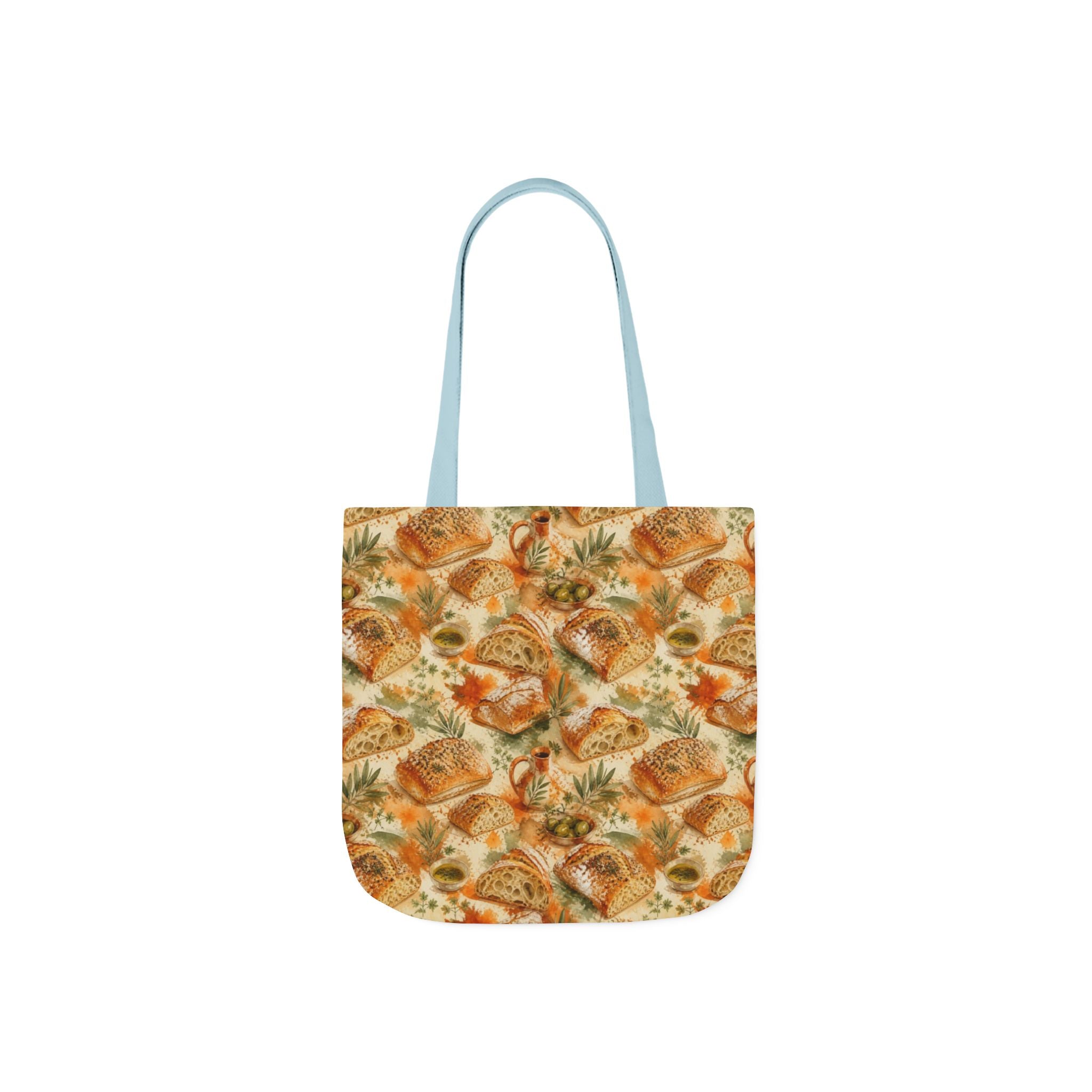 Ciabatta Rolls Canvas Tote Bag Mediterranean Kitchen Watercolor Splash Design Italian Cottagecore Gift