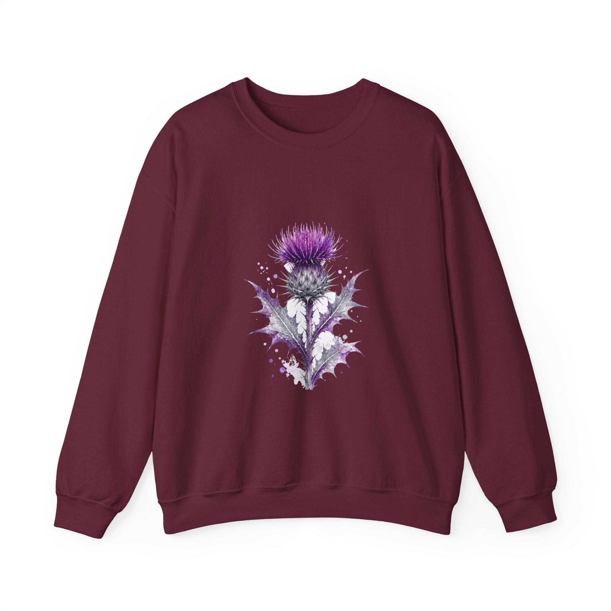 Matching Couple Sweatshirt - Lavender & Thistle Matching Couple Comfort Colors Crew Watercolor Art His Hers Birthday Gift - Design B