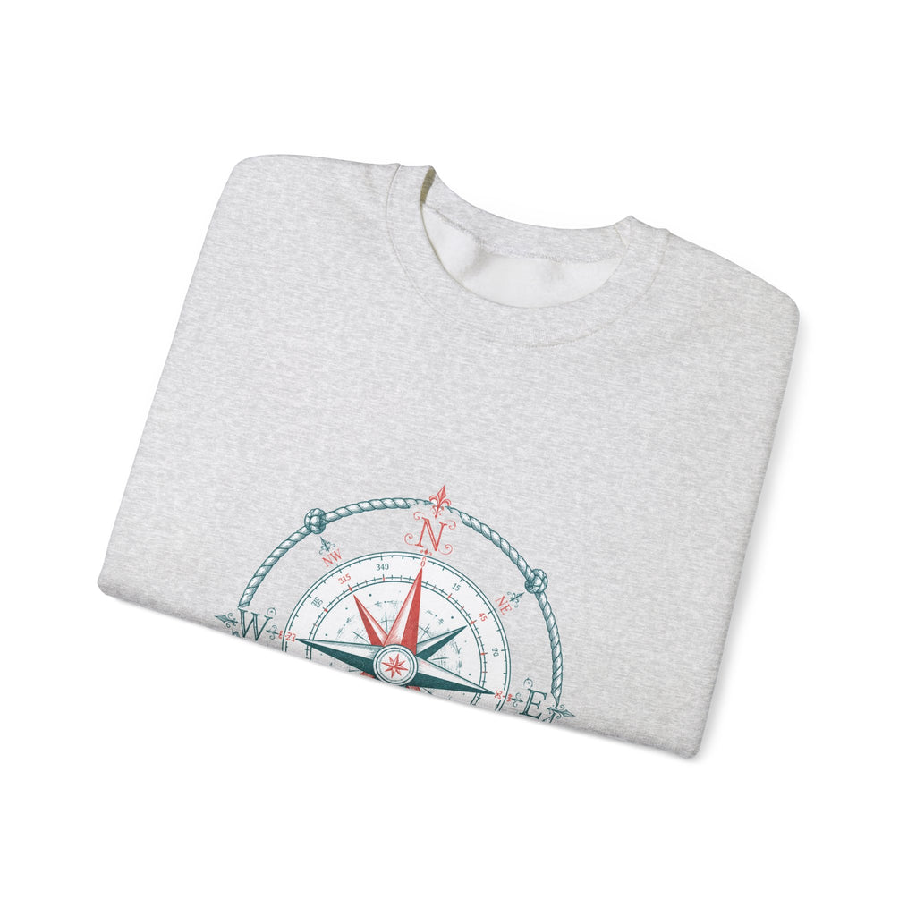 Matching Couple Sweatshirt - Compass North & South Matching Couple Premium Fleece Sweatshirt Hand-Drawn Art His Hers Anniversary Gift - Design A
