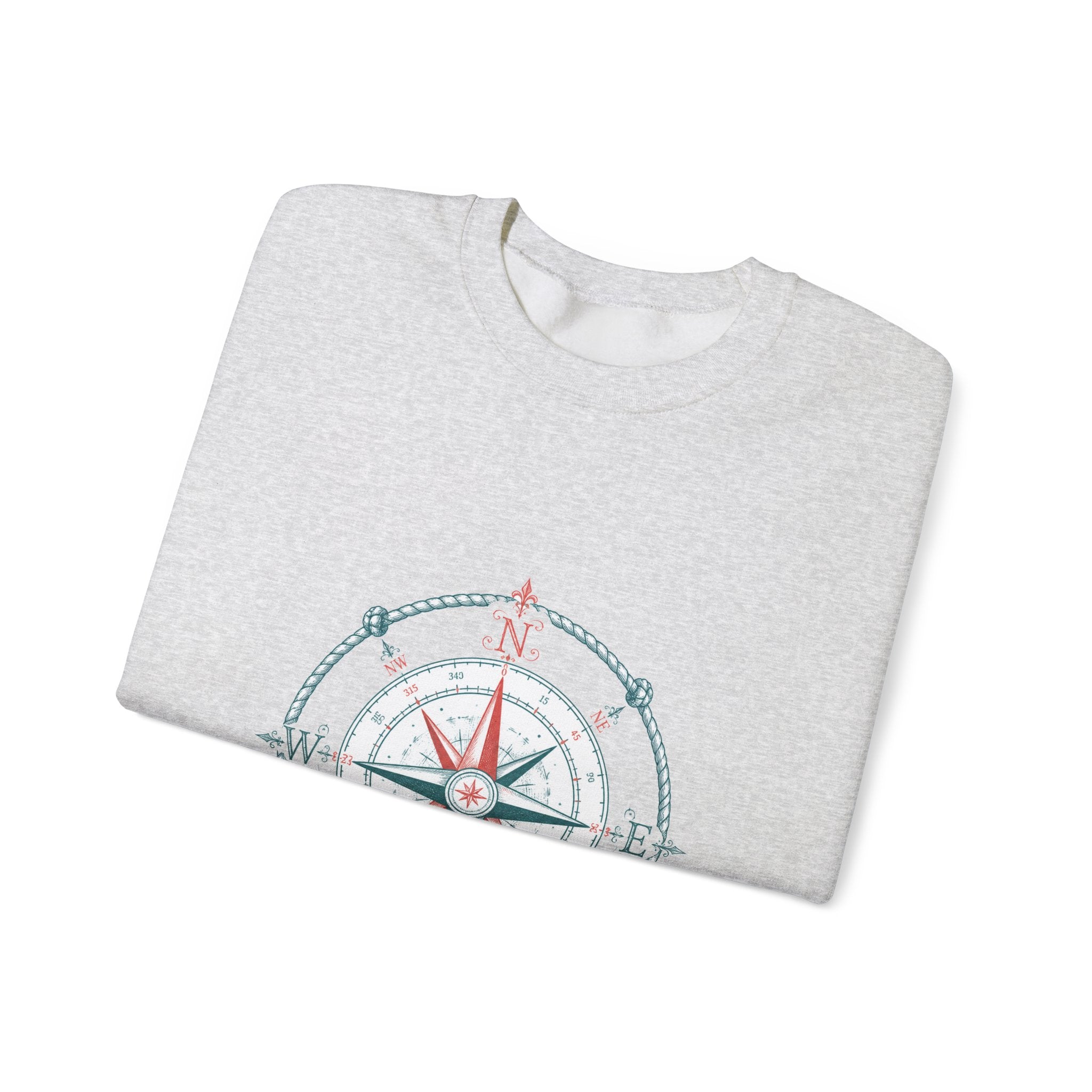 Matching Couple Sweatshirt - Compass North & South Matching Couple Premium Fleece Sweatshirt Hand-Drawn Art His Hers Anniversary Gift - Design A