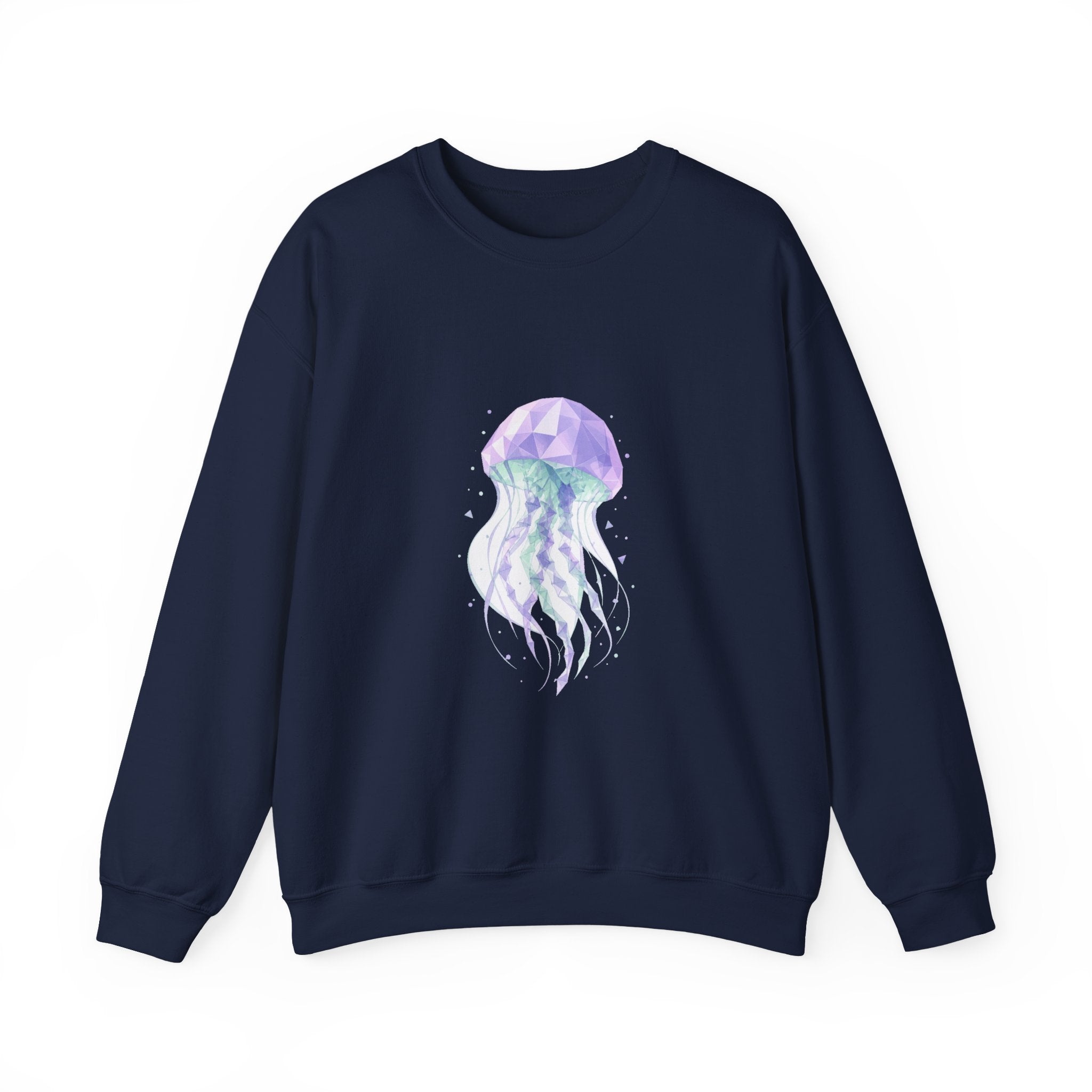 Matching Couple Sweatshirt - Octopus & Jellyfish Matching Couple Crewneck Sweatshirt Geometric Art His Hers Couple Gift - Design B
