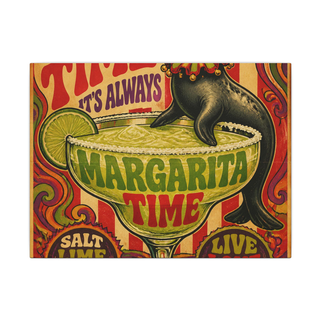 Margarita Balancing Seal Wall Art Canvas 24×36 Psychedelic Dining Room Decor Maximalist Print