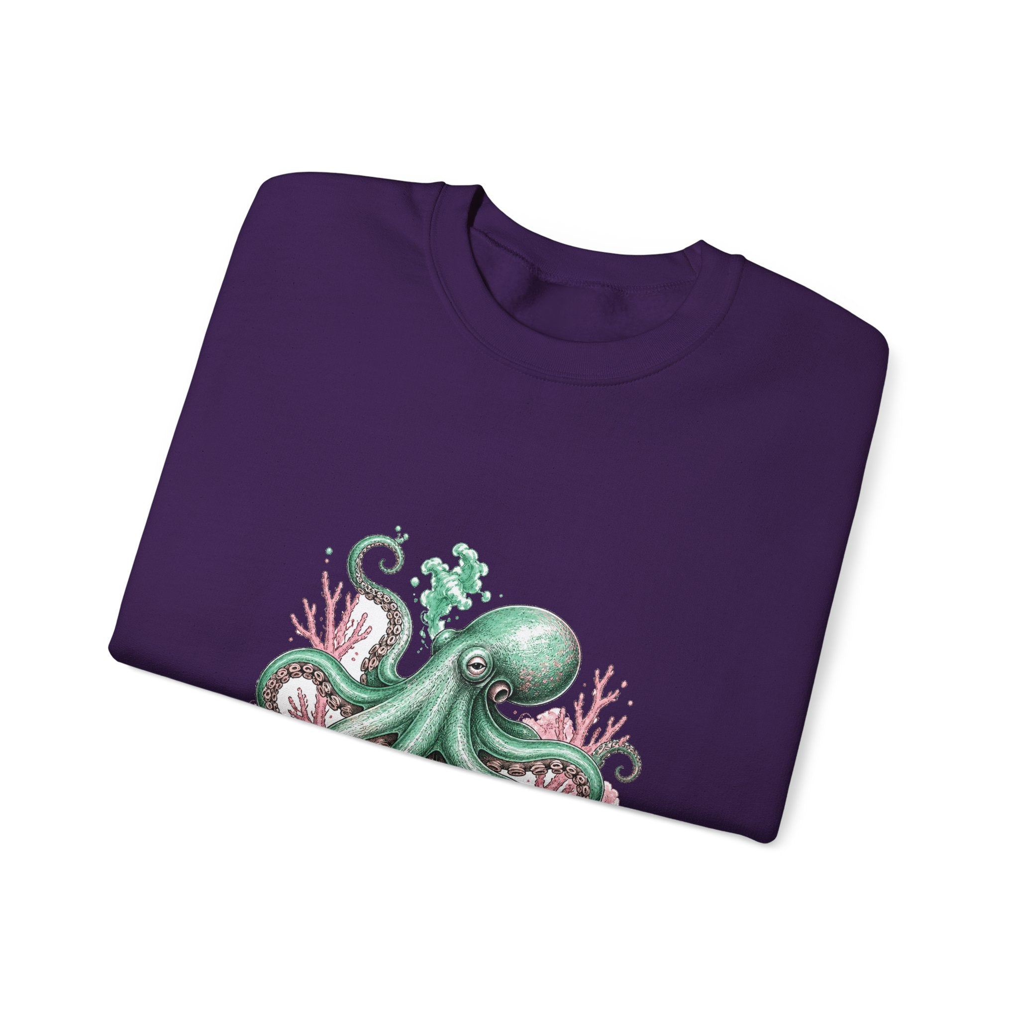 Matching Couple Sweatshirt - Octopus & Jellyfish Matching Couple Premium Fleece Sweatshirt Hand-Drawn Art His Hers Anniversary Gift - Design A
