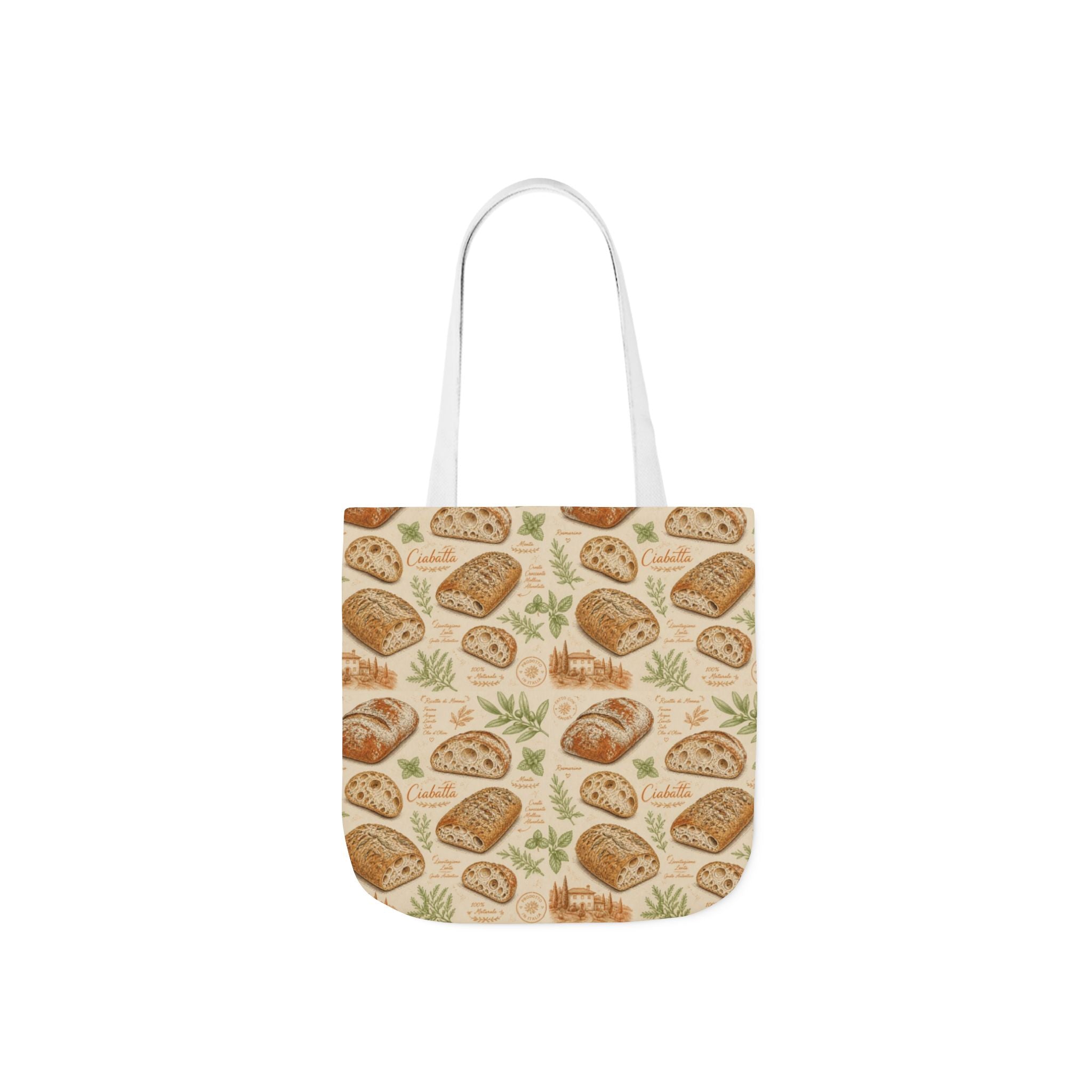 Ciabatta Rolls Canvas Tote Bag Mediterranean Kitchen Botanical Design Italian Cottagecore Gift